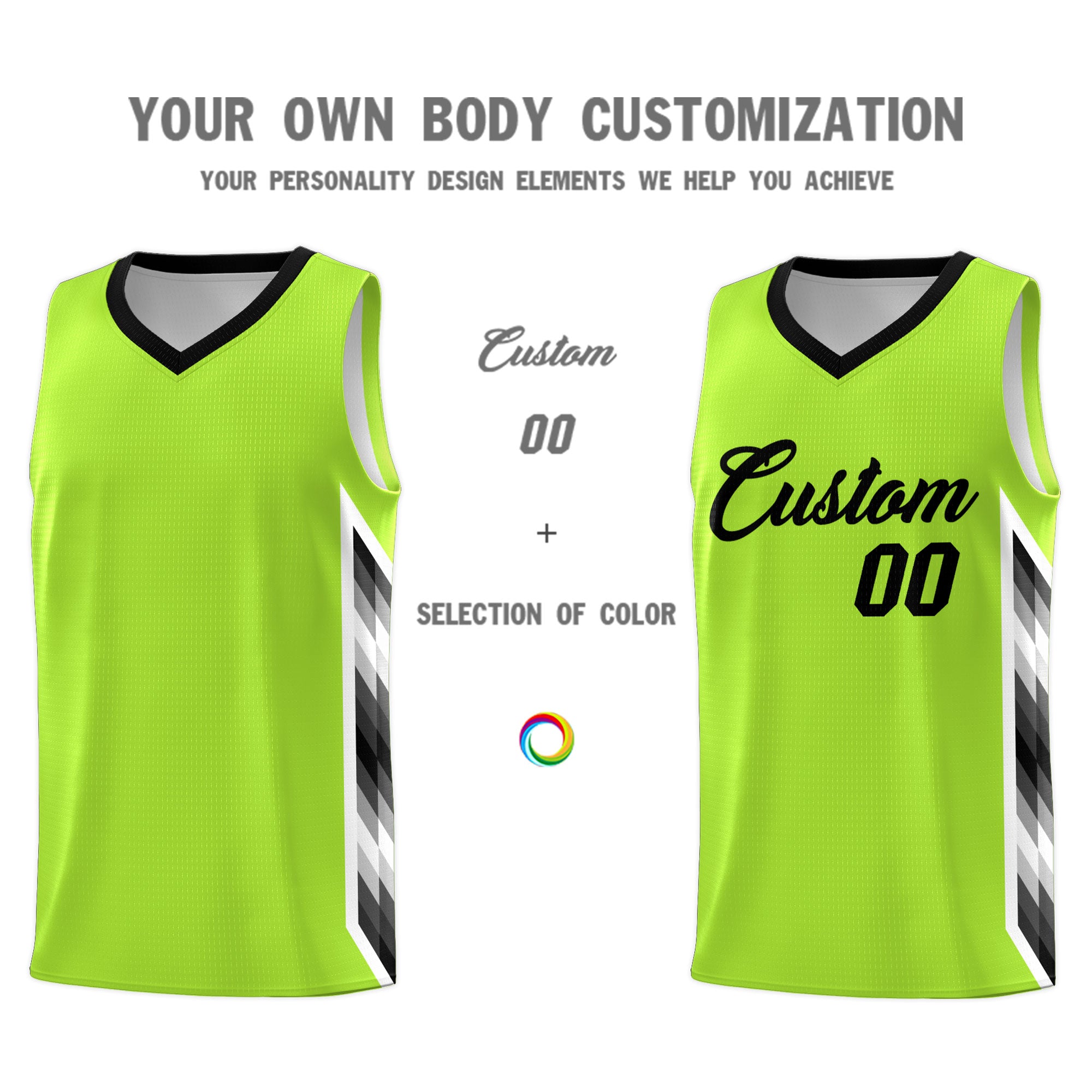 Custom Neon Green Mosaic Gradient Fashion Sports Uniform Basketball Jersey