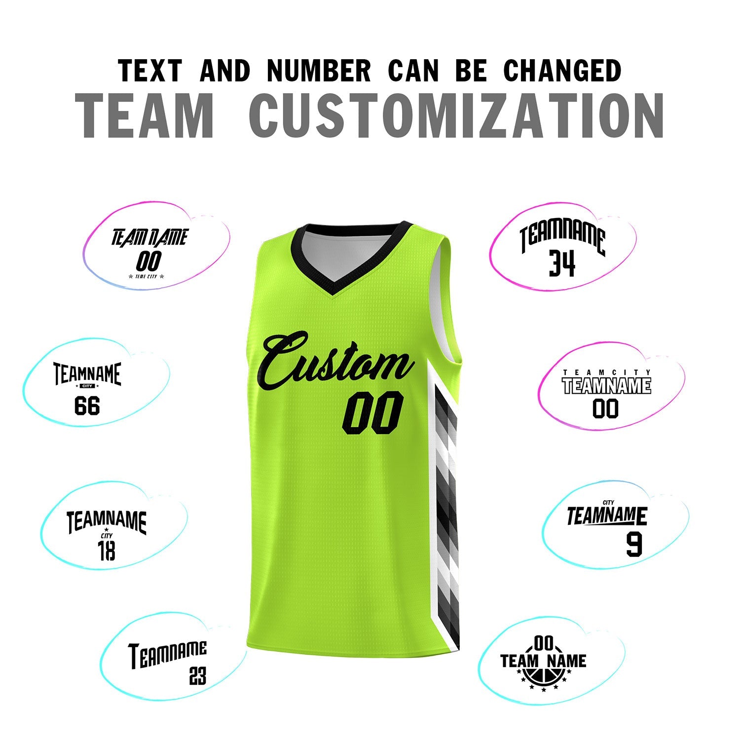 Custom Neon Green Mosaic Gradient Fashion Sports Uniform Basketball Jersey