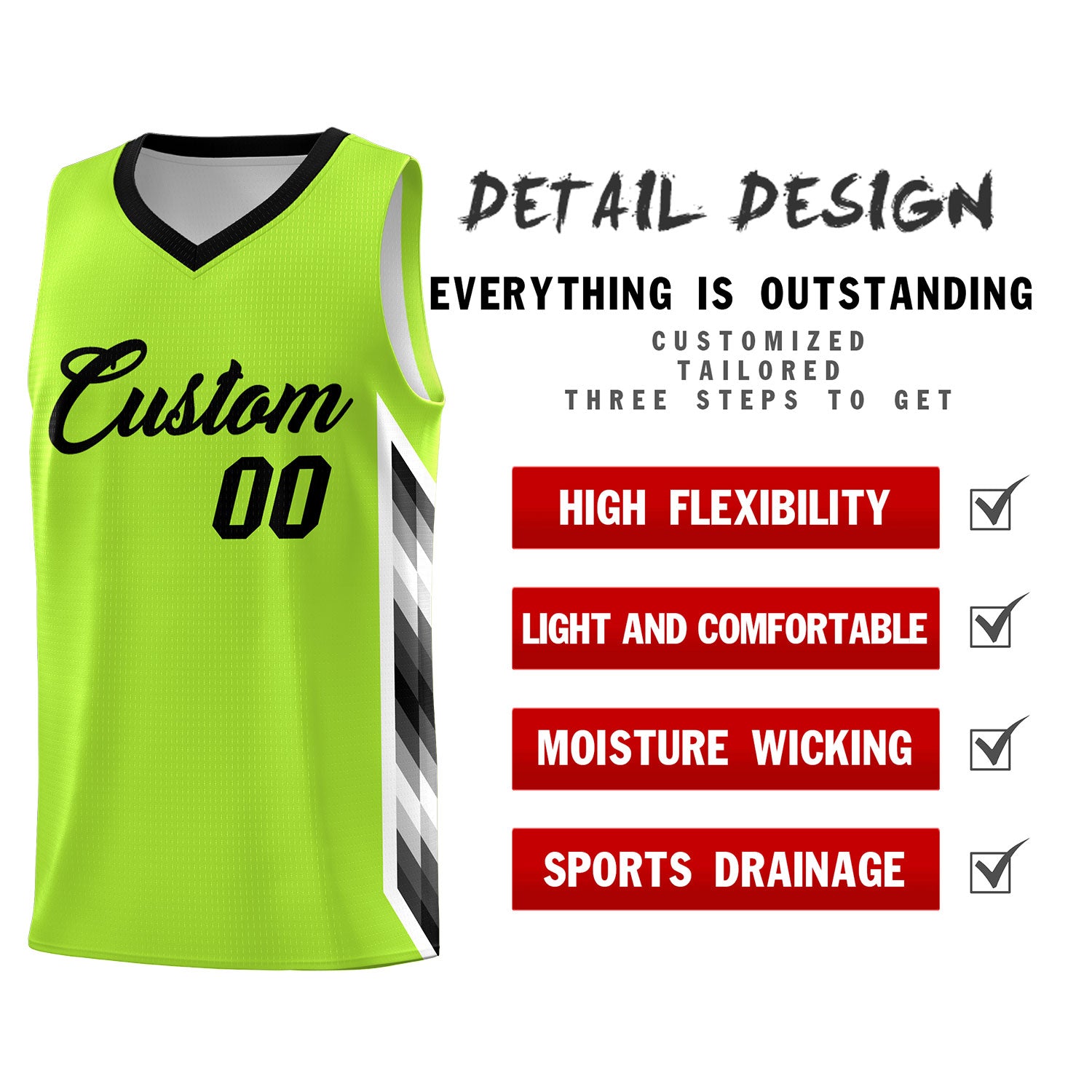 Custom Neon Green Mosaic Gradient Fashion Sports Uniform Basketball Jersey