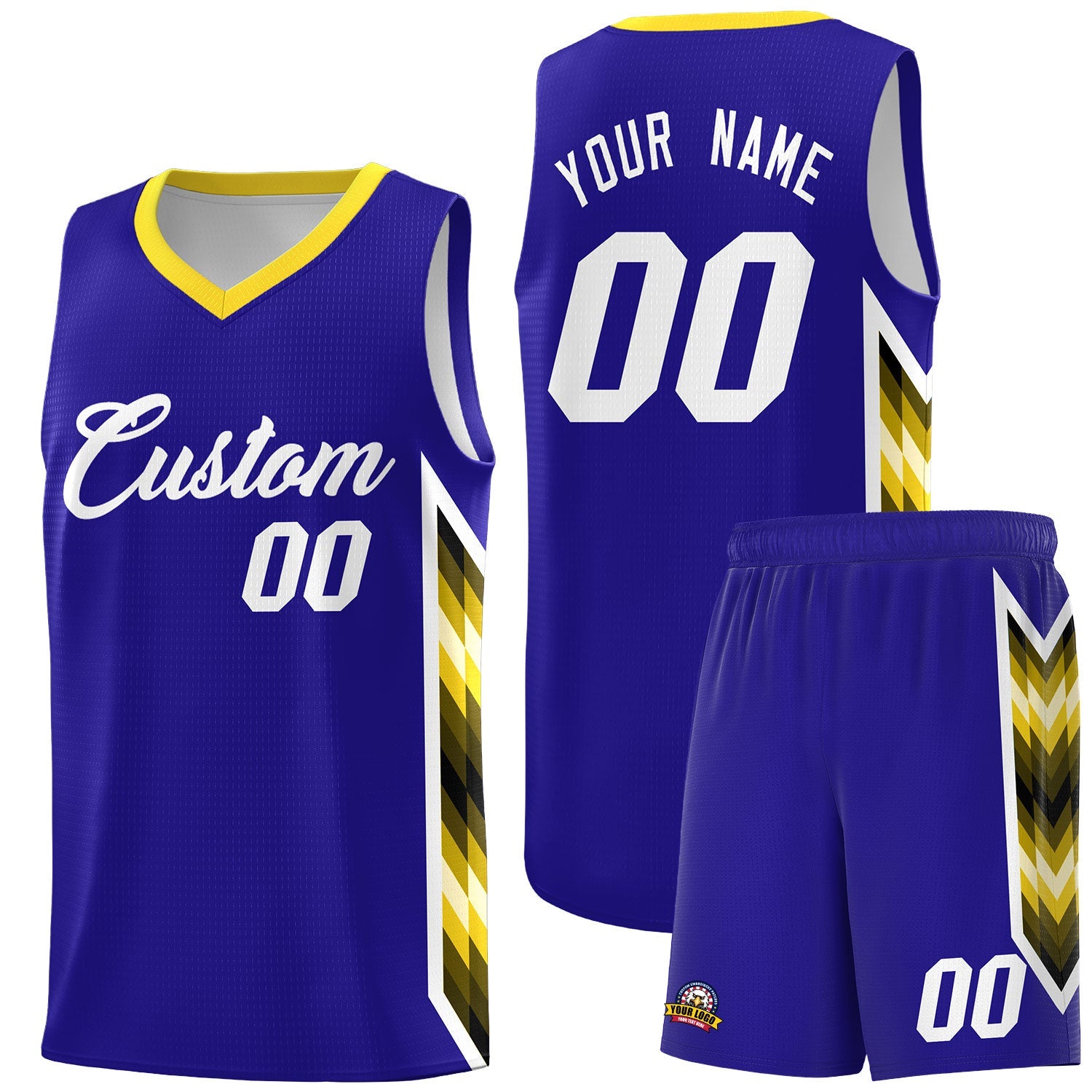 Custom Royal Mosaic Gradient Fashion Sports Uniform Basketball Jersey