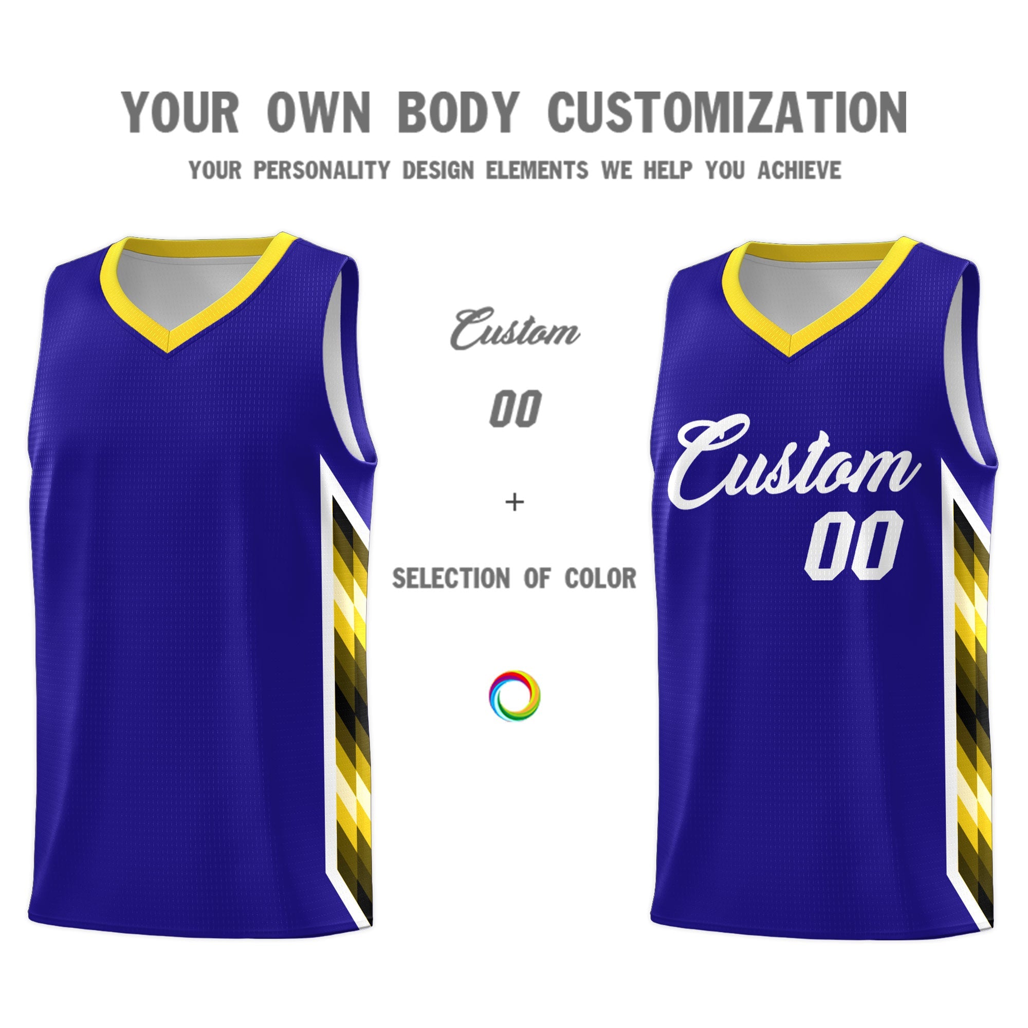 Custom Royal Mosaic Gradient Fashion Sports Uniform Basketball Jersey