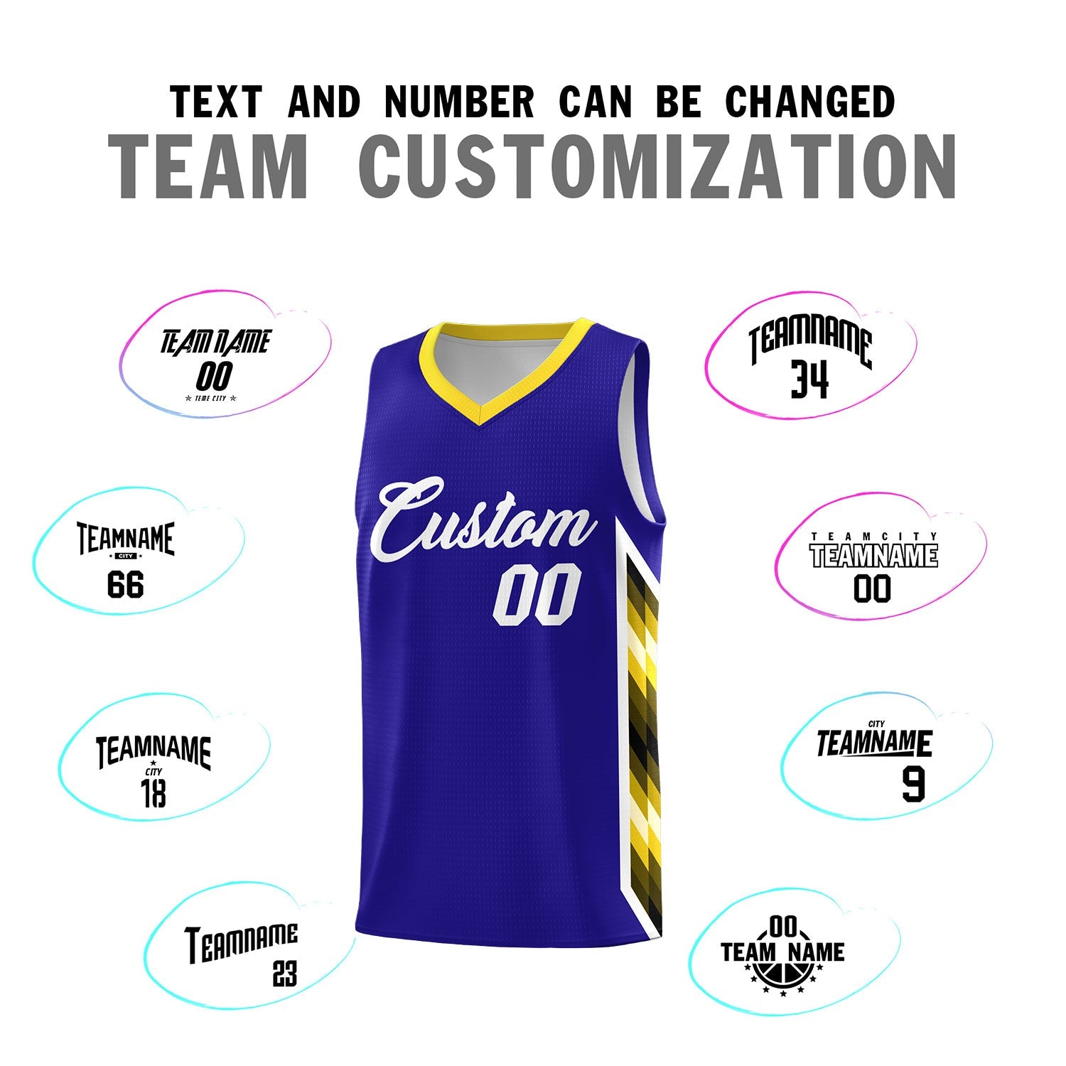 Custom Royal Mosaic Gradient Fashion Sports Uniform Basketball Jersey