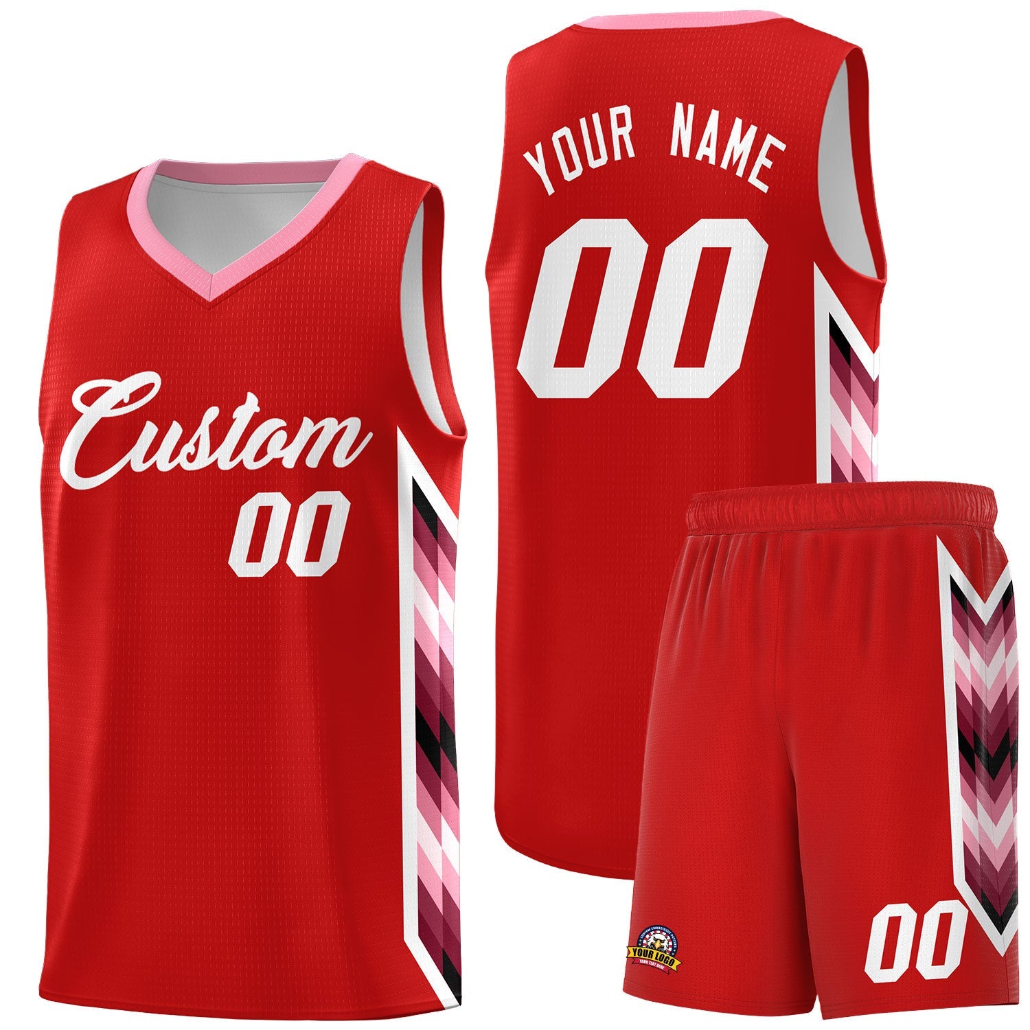 Custom Red Mosaic Gradient Fashion Sports Uniform Basketball Jersey