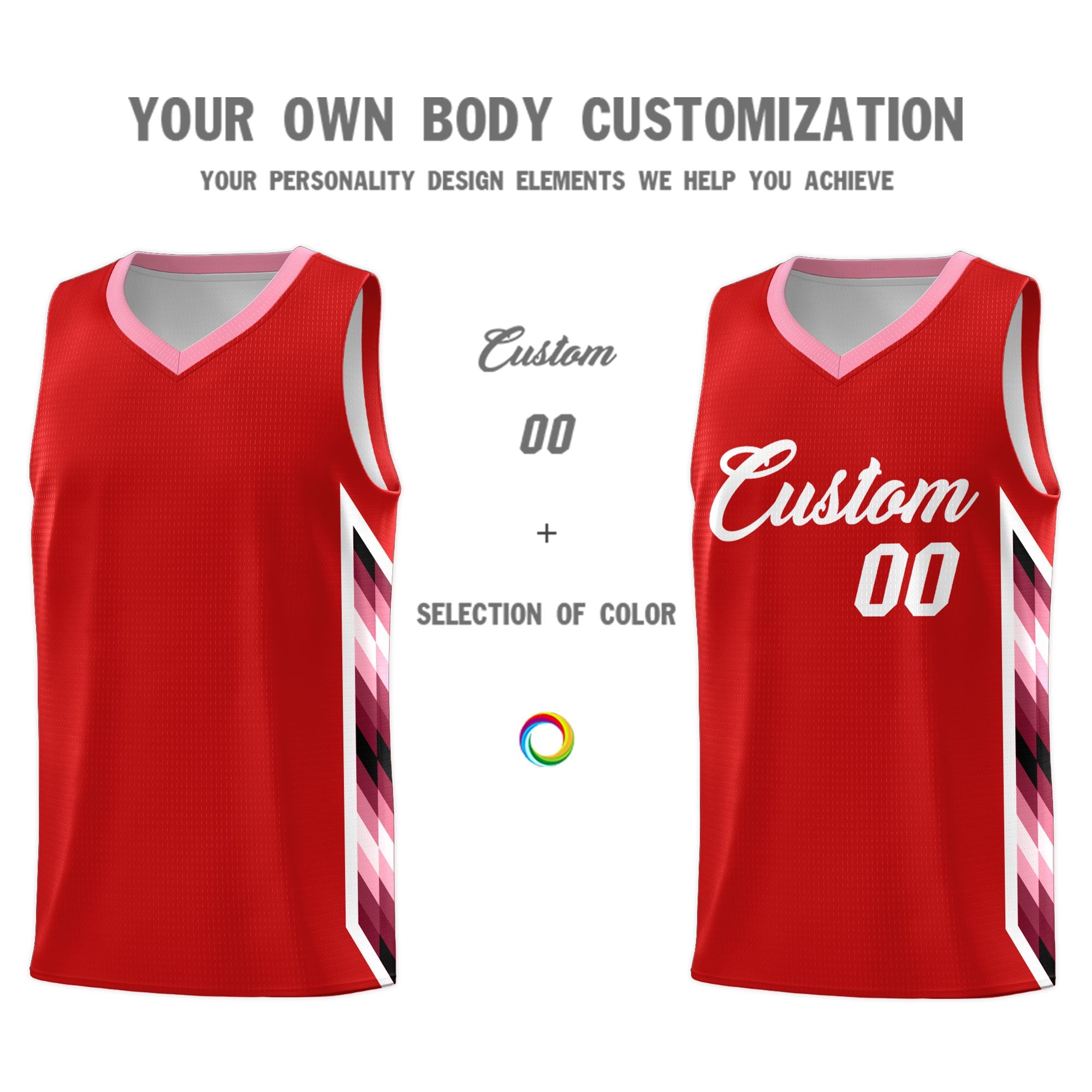 Custom Red Mosaic Gradient Fashion Sports Uniform Basketball Jersey