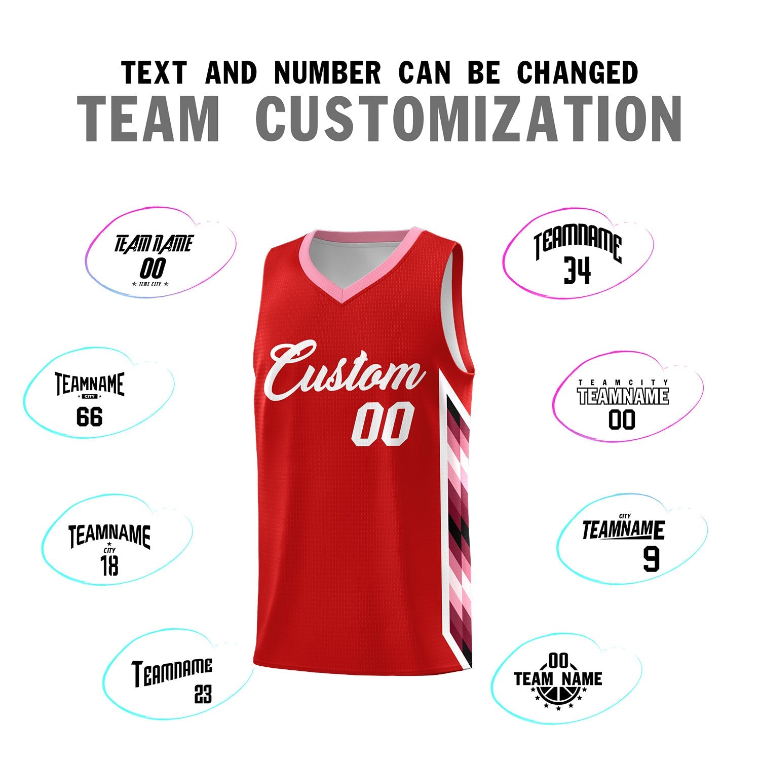 Custom Red Mosaic Gradient Fashion Sports Uniform Basketball Jersey