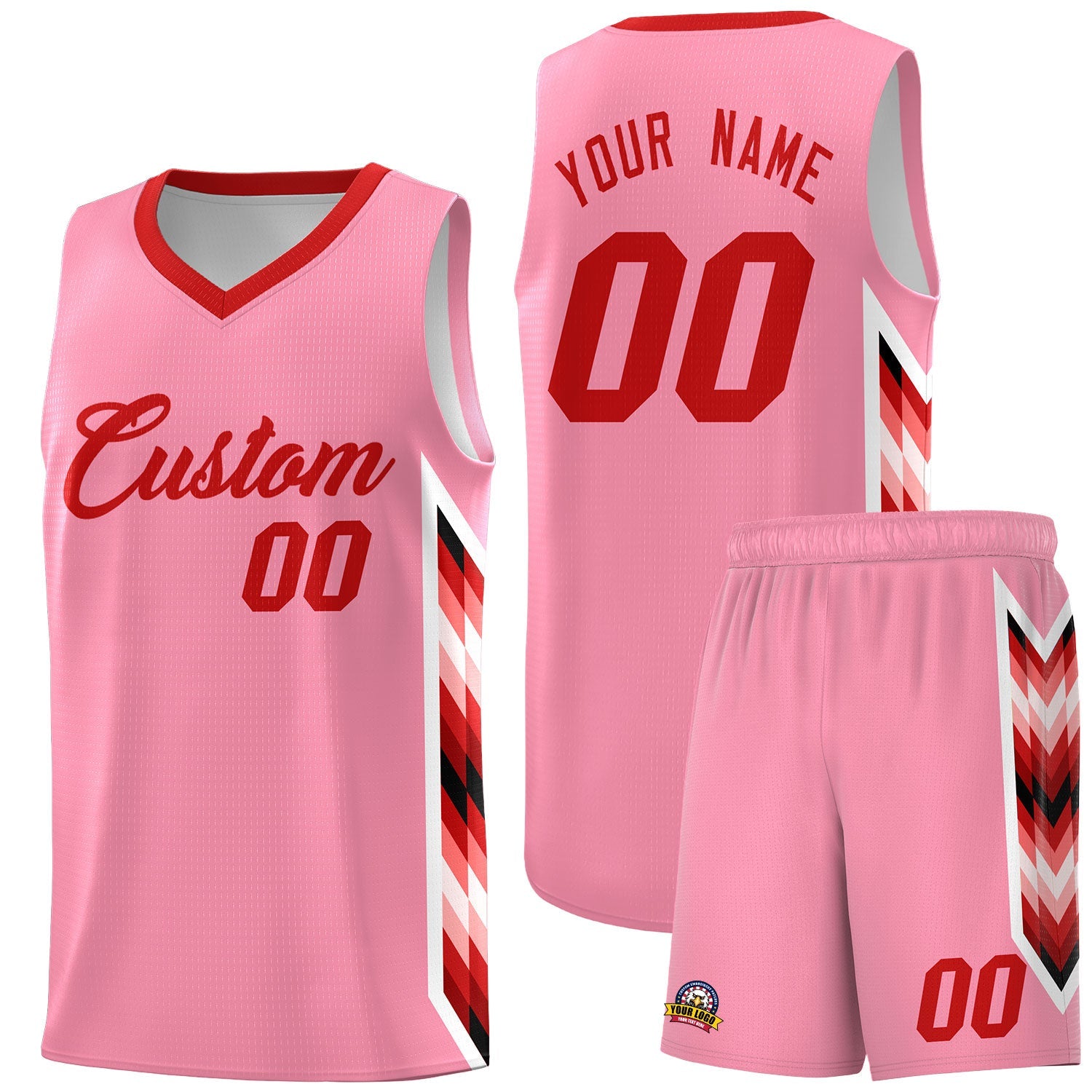 Custom Light Pink Mosaic Gradient Fashion Sports Uniform Basketball Jersey