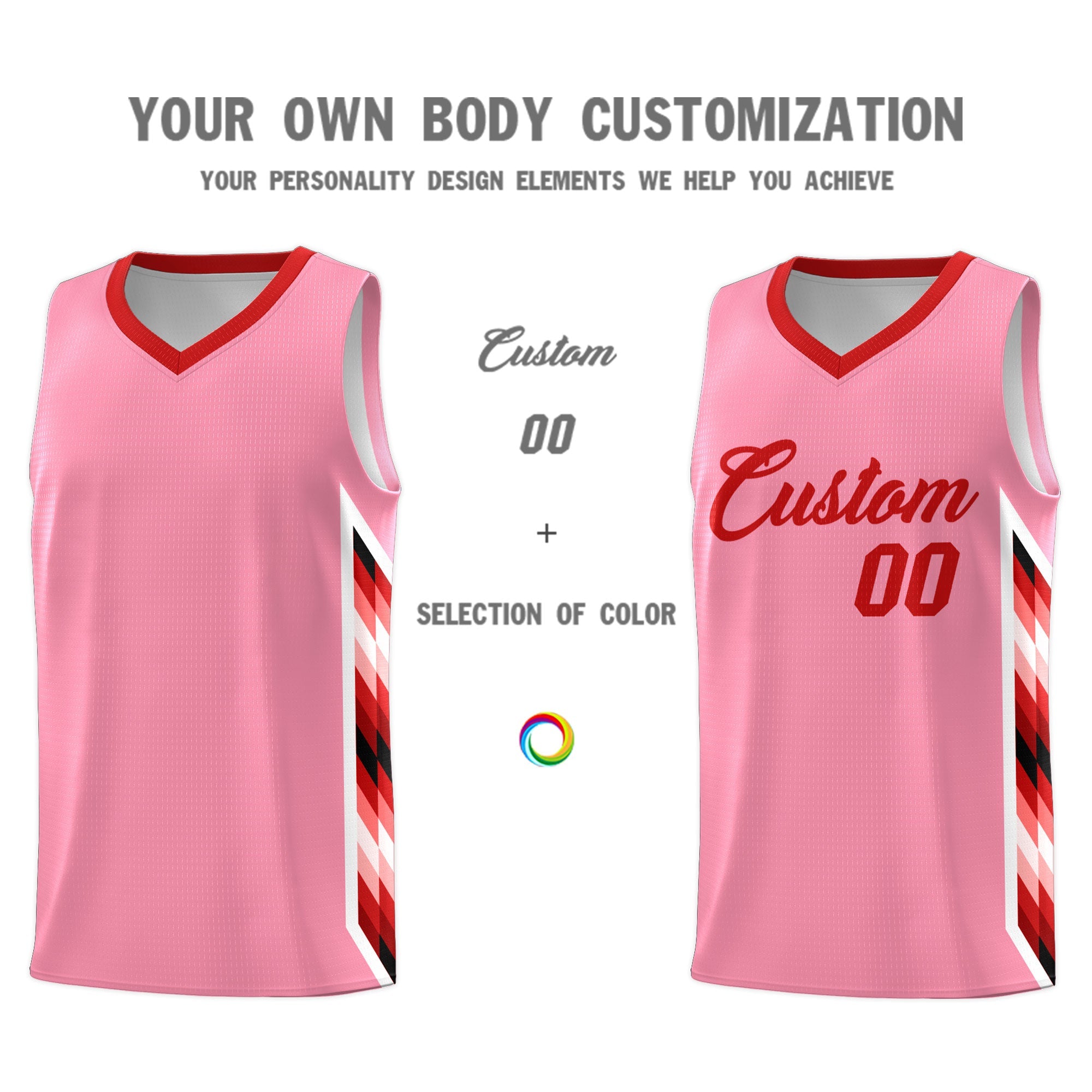 Custom Light Pink Mosaic Gradient Fashion Sports Uniform Basketball Jersey