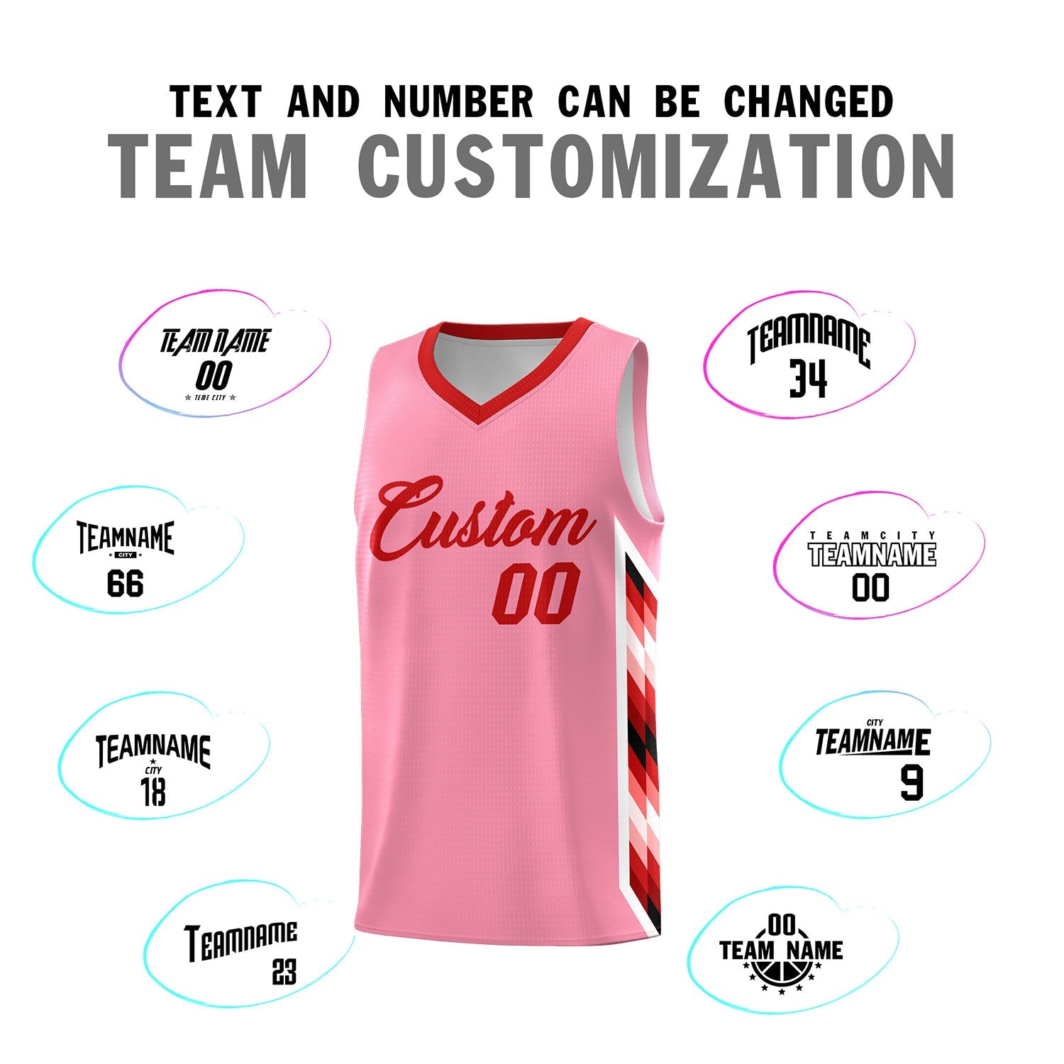 Custom Light Pink Mosaic Gradient Fashion Sports Uniform Basketball Jersey