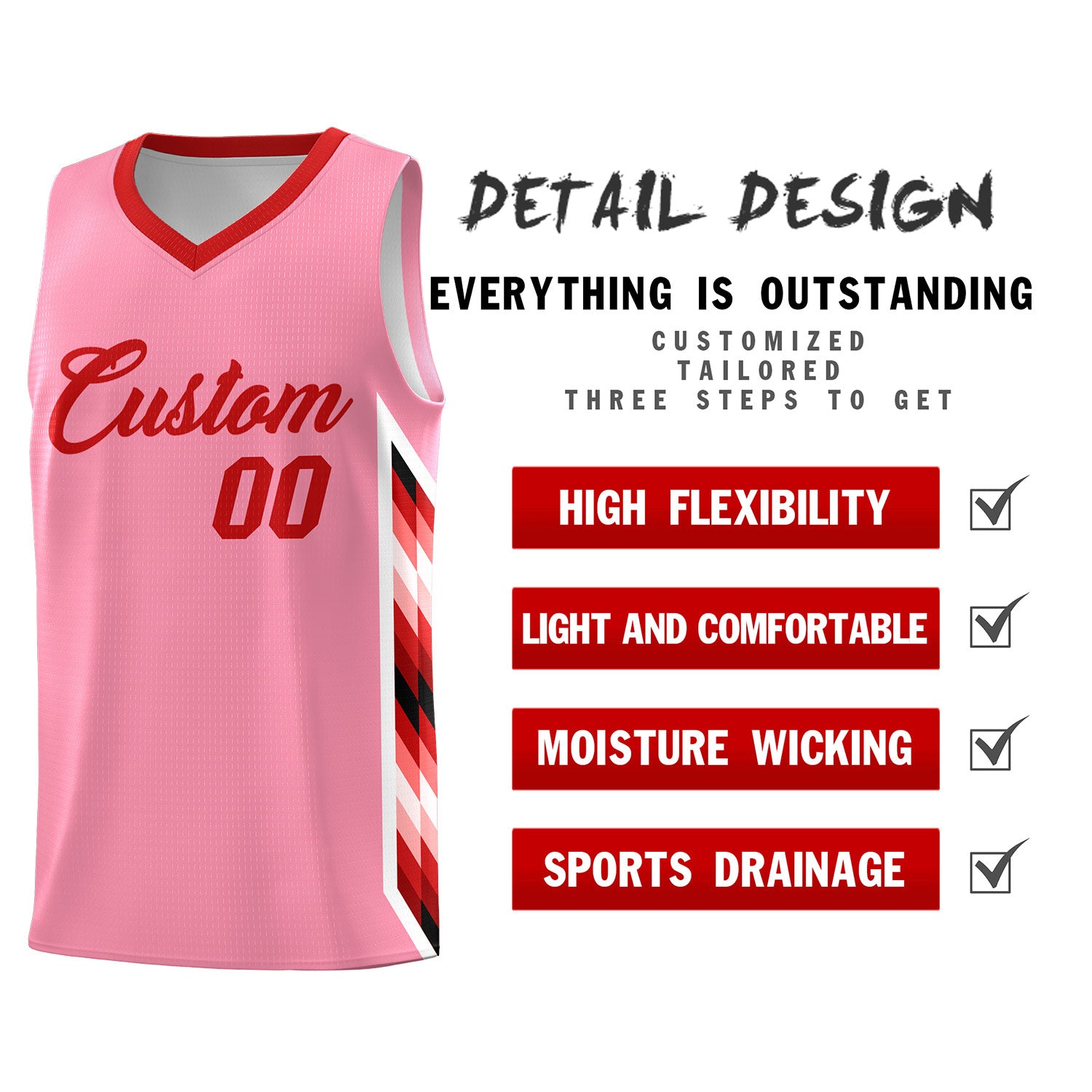 Custom Light Pink Mosaic Gradient Fashion Sports Uniform Basketball Jersey