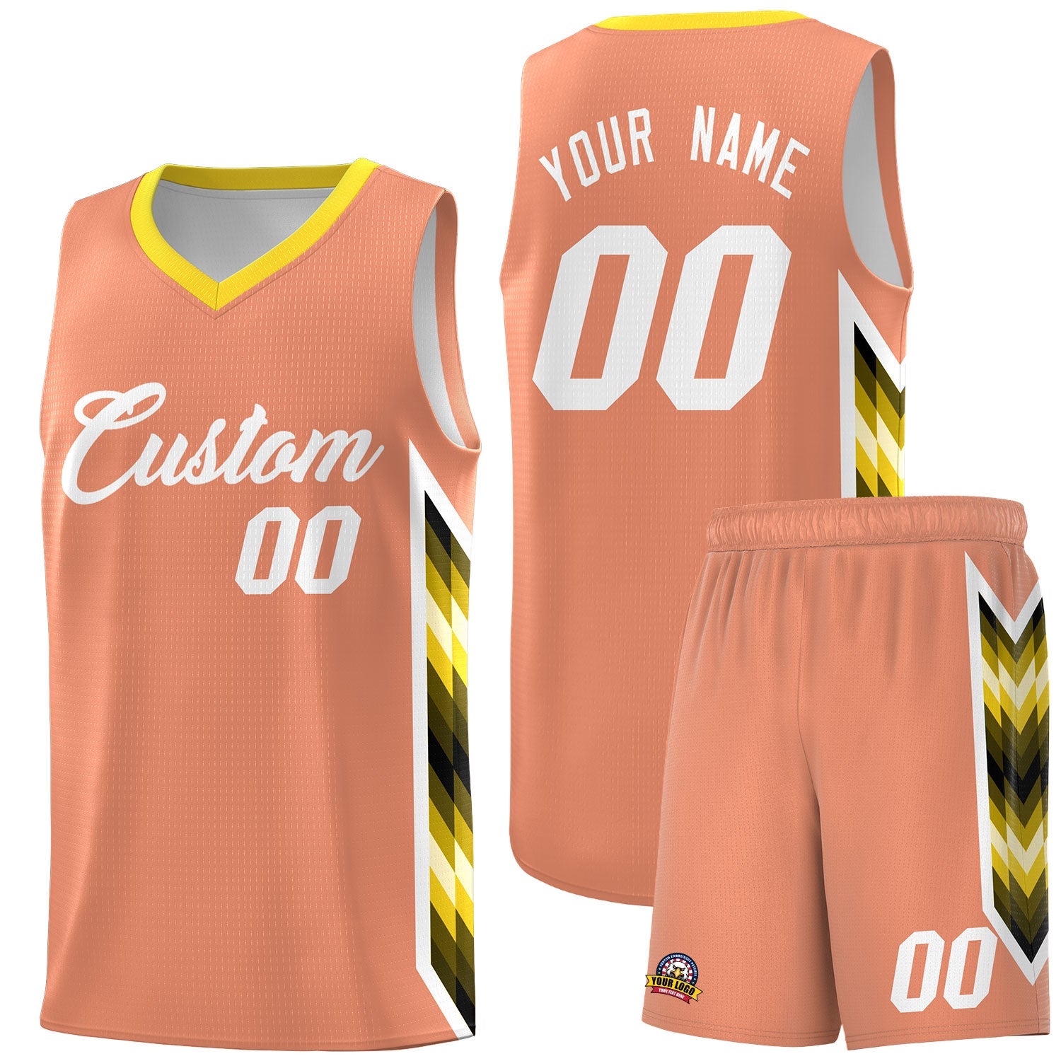 Custom Orange Mosaic Gradient Fashion Sports Uniform Basketball Jersey