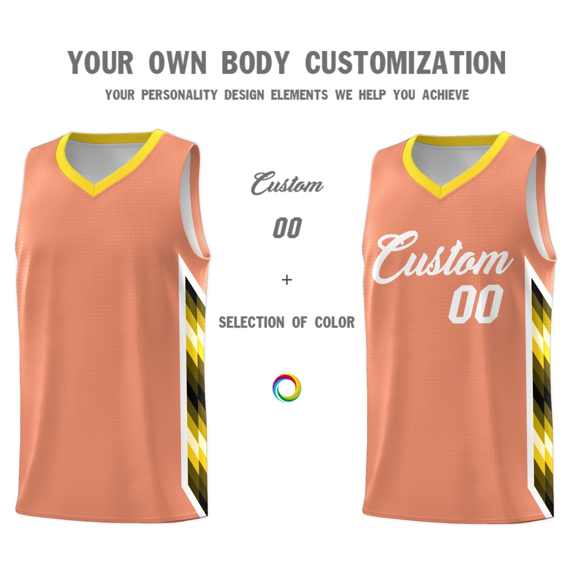 Custom Orange Mosaic Gradient Fashion Sports Uniform Basketball Jersey