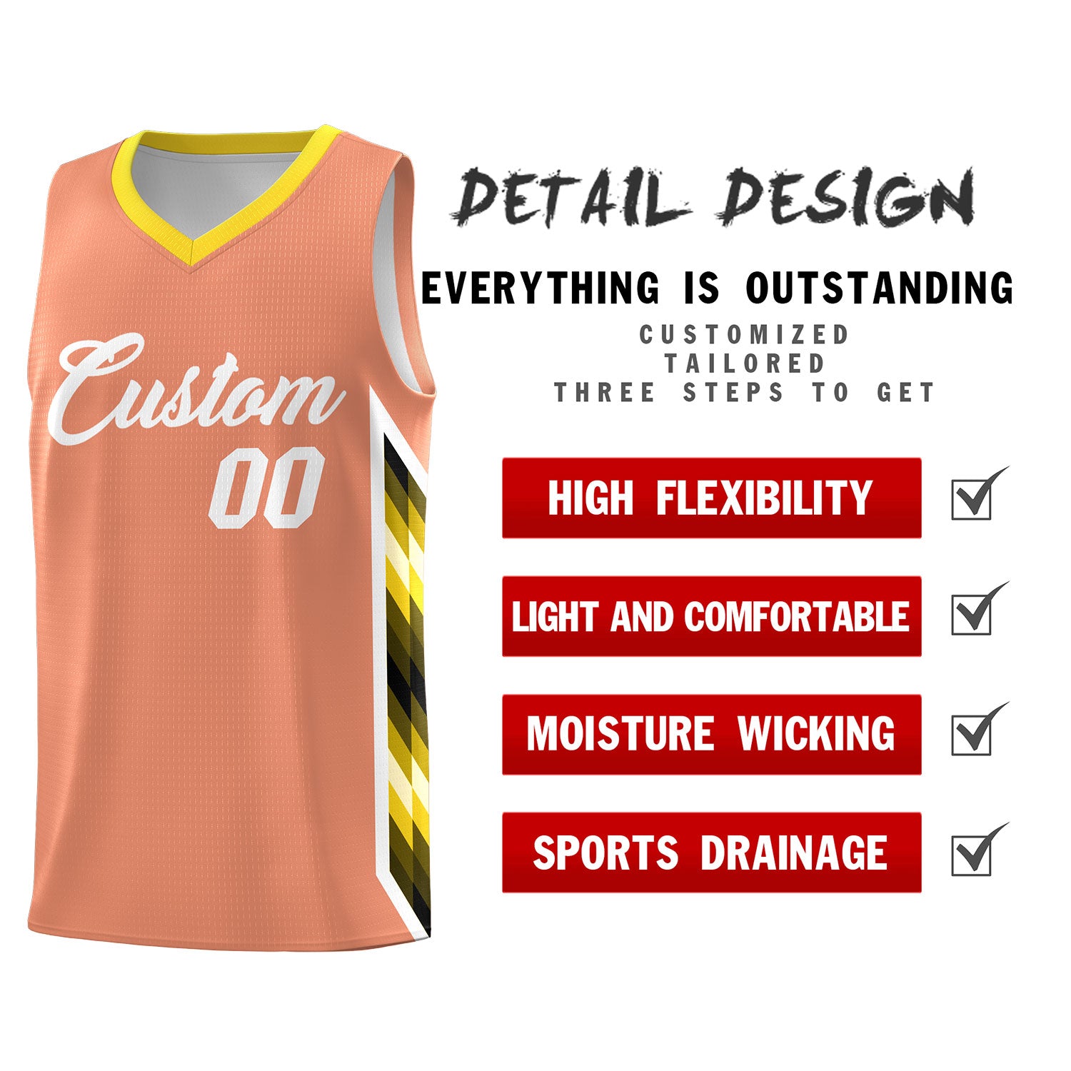 Custom Orange Mosaic Gradient Fashion Sports Uniform Basketball Jersey