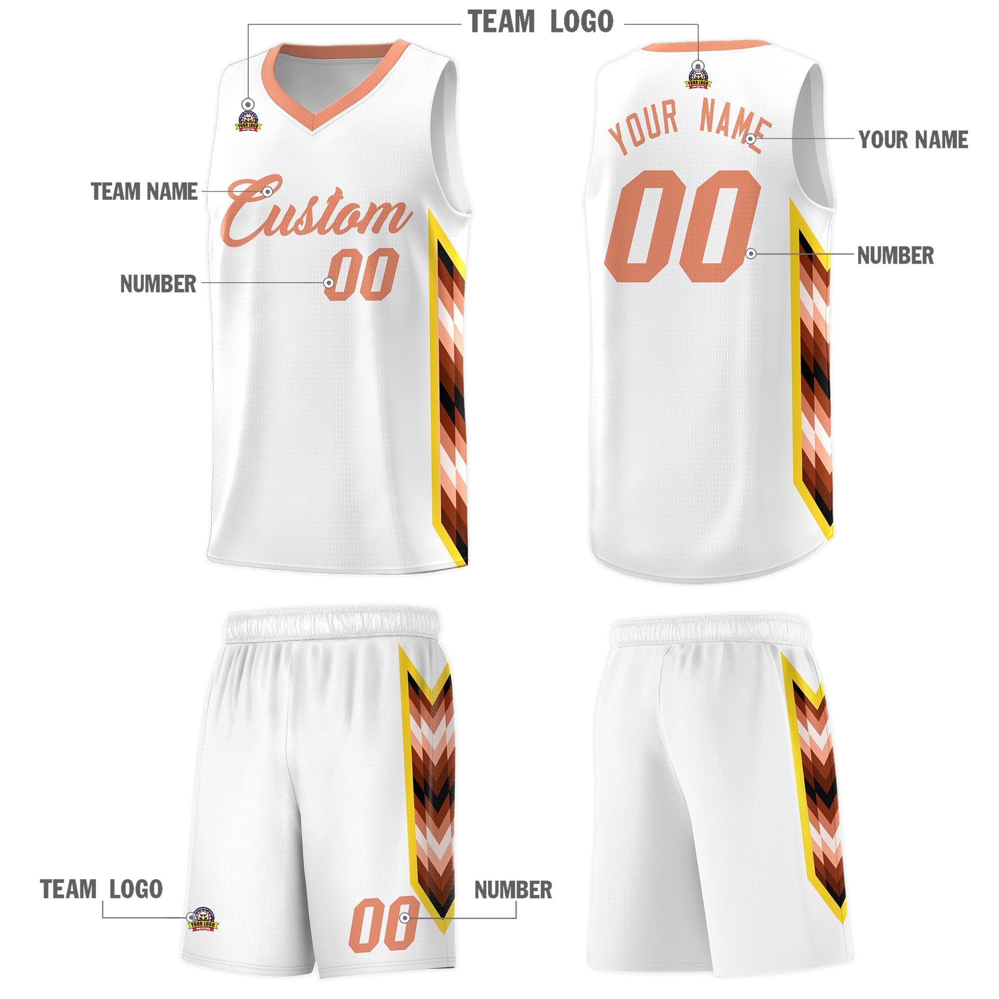 Custom White Mosaic Gradient Fashion Sports Uniform Basketball Jersey