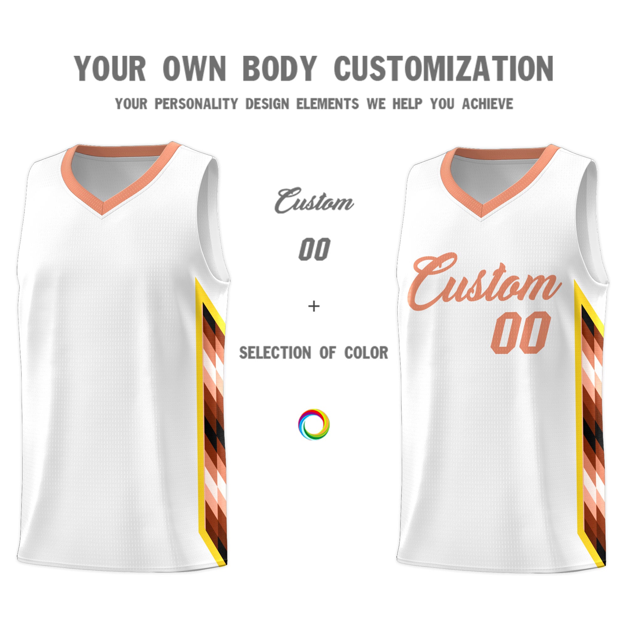 Custom White Mosaic Gradient Fashion Sports Uniform Basketball Jersey