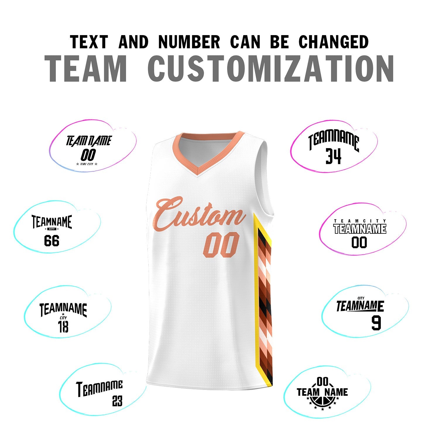 Custom White Mosaic Gradient Fashion Sports Uniform Basketball Jersey