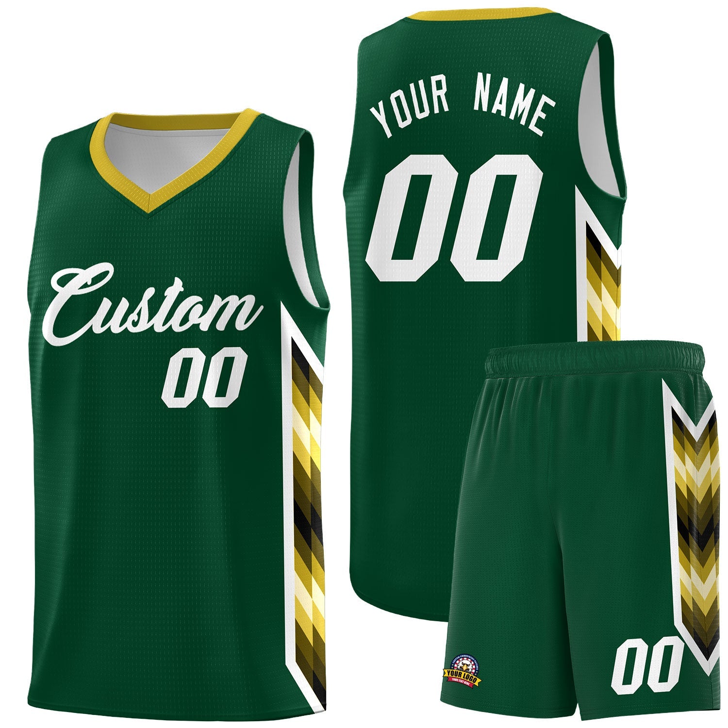 Custom Hunter Green Mosaic Gradient Fashion Sports Uniform Basketball Jersey