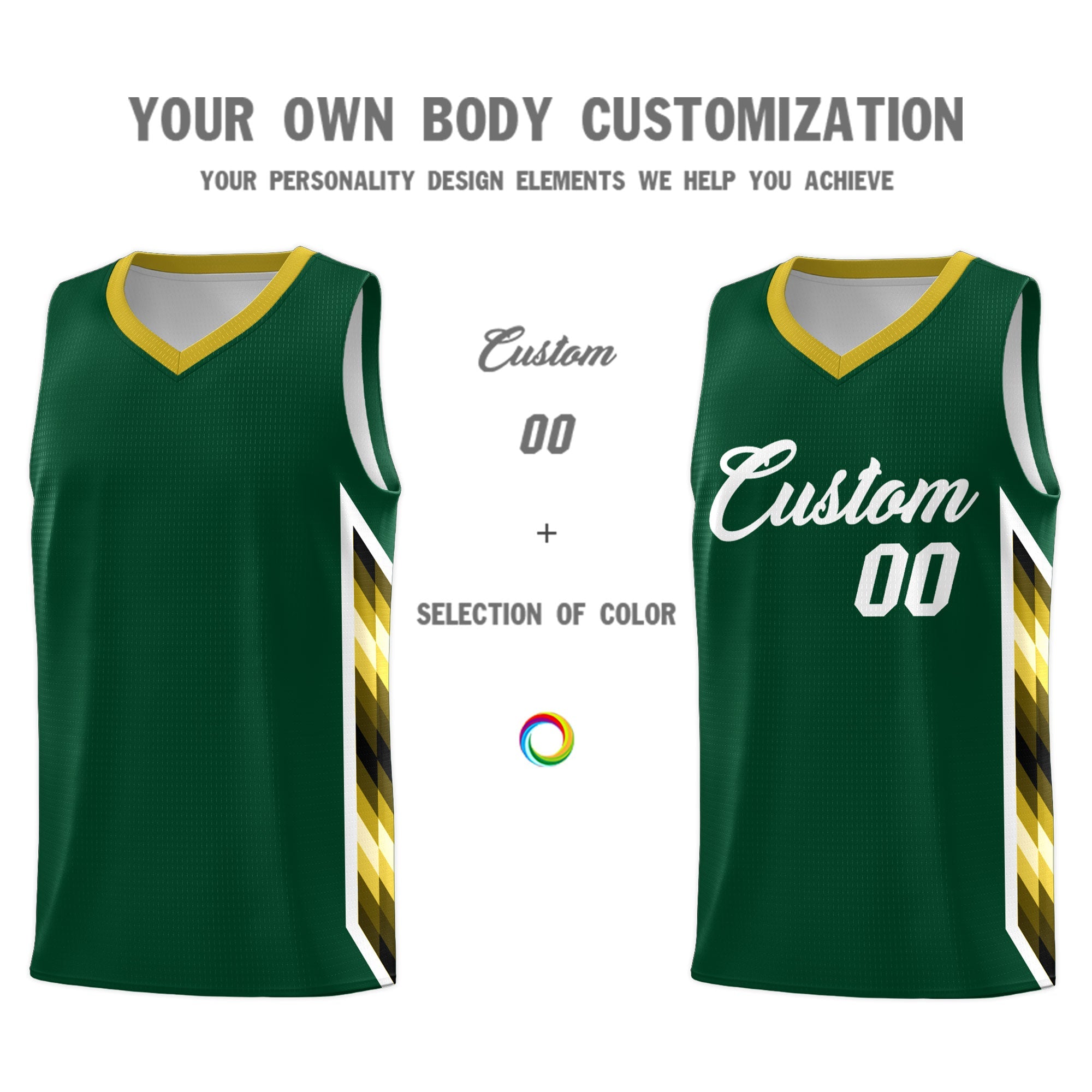 Custom Hunter Green Mosaic Gradient Fashion Sports Uniform Basketball Jersey