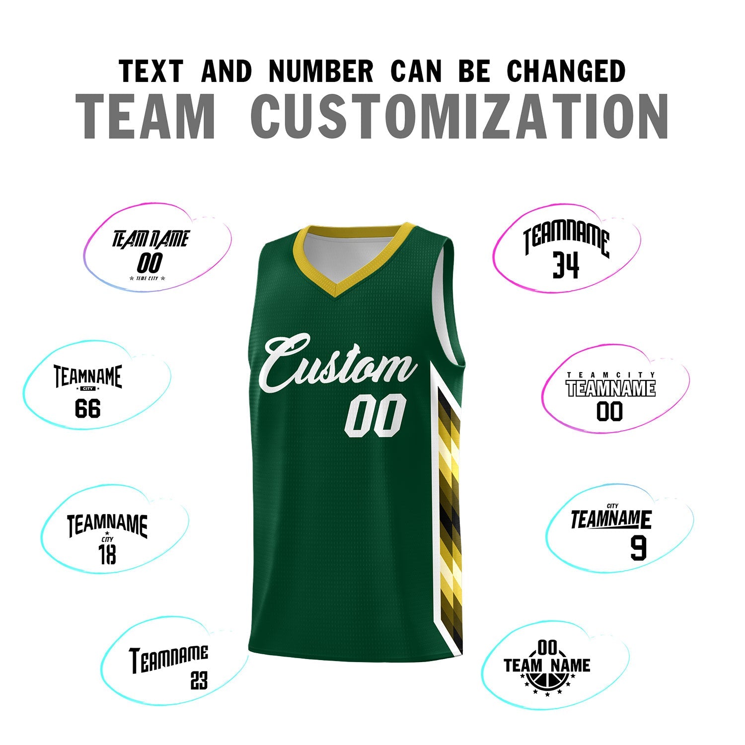 Custom Hunter Green Mosaic Gradient Fashion Sports Uniform Basketball Jersey