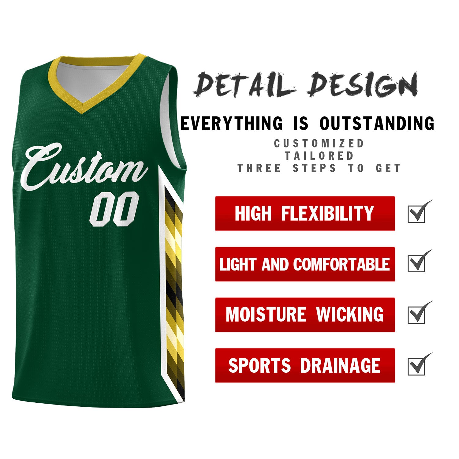 Custom Hunter Green Mosaic Gradient Fashion Sports Uniform Basketball Jersey