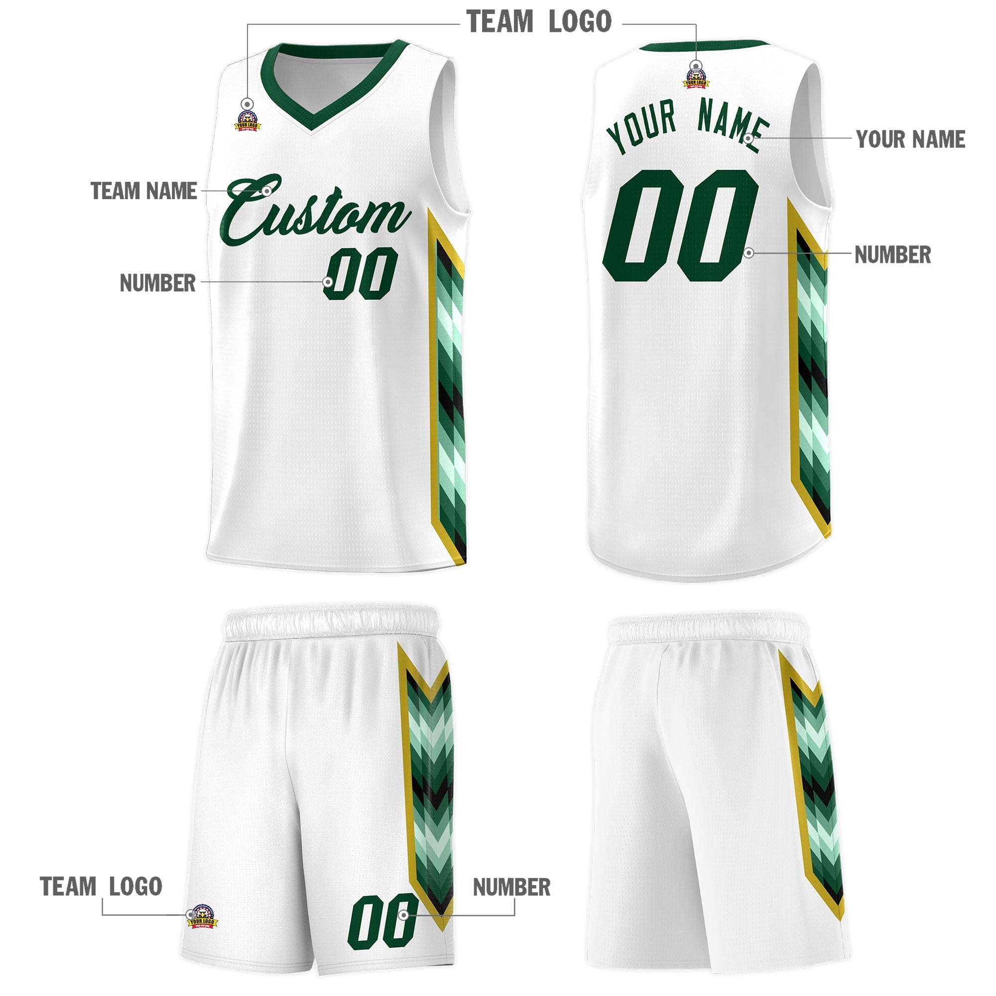 Custom White Mosaic Gradient Fashion Sports Uniform Basketball Jersey