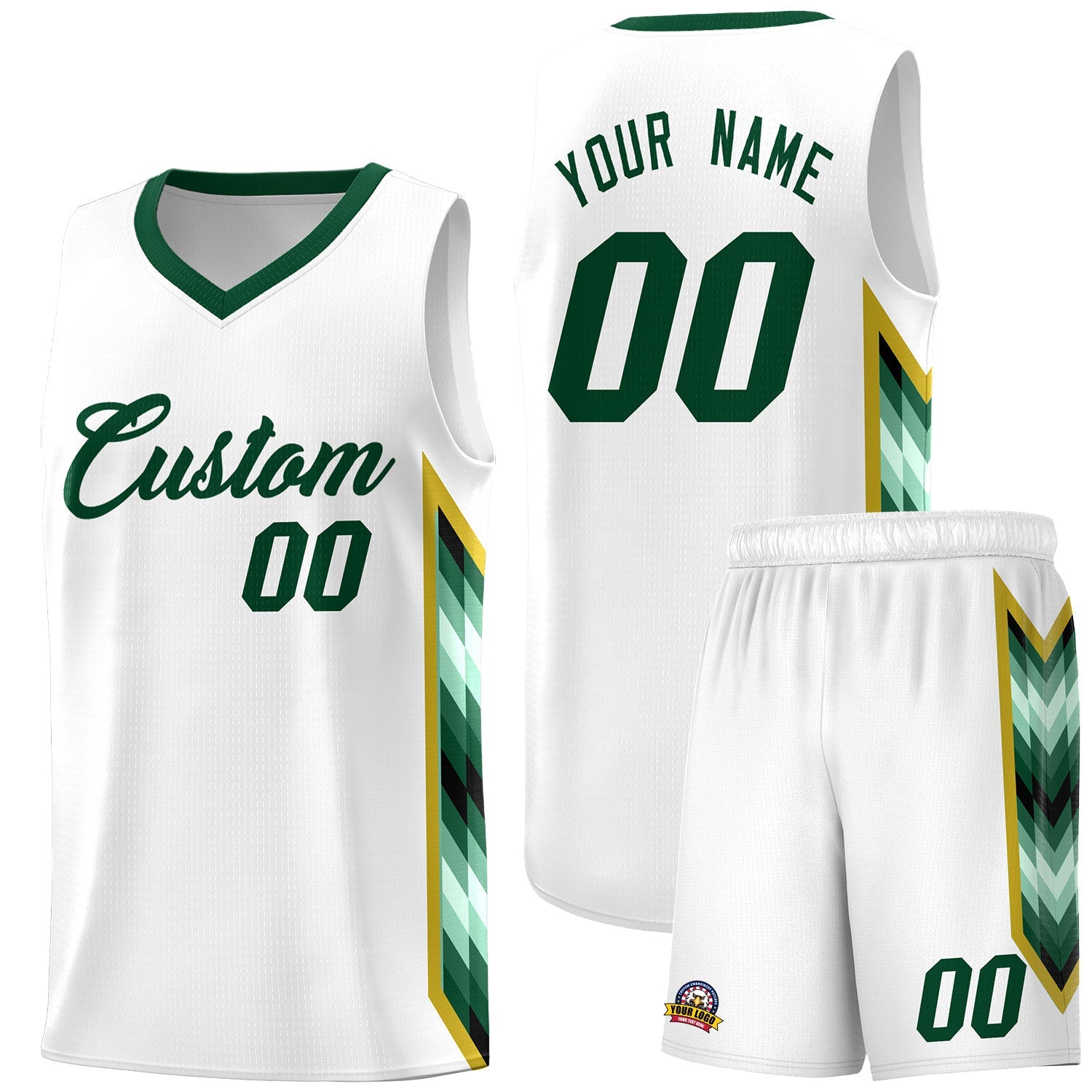 Custom White Mosaic Gradient Fashion Sports Uniform Basketball Jersey