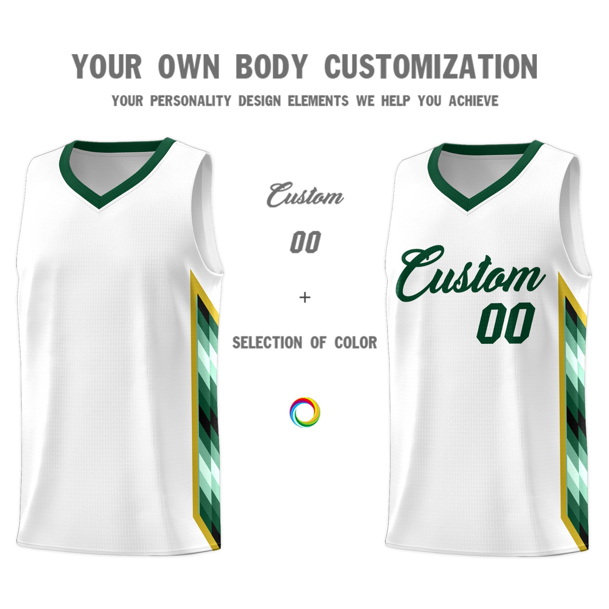 Custom White Mosaic Gradient Fashion Sports Uniform Basketball Jersey