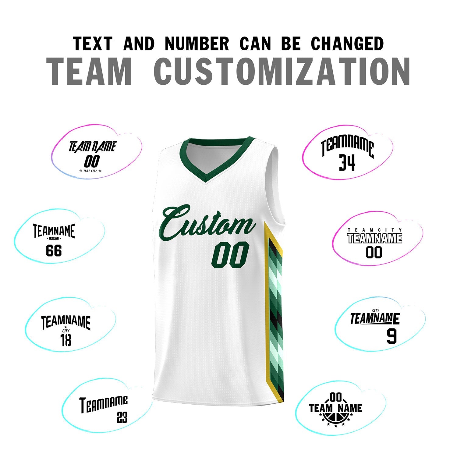 Custom White Mosaic Gradient Fashion Sports Uniform Basketball Jersey