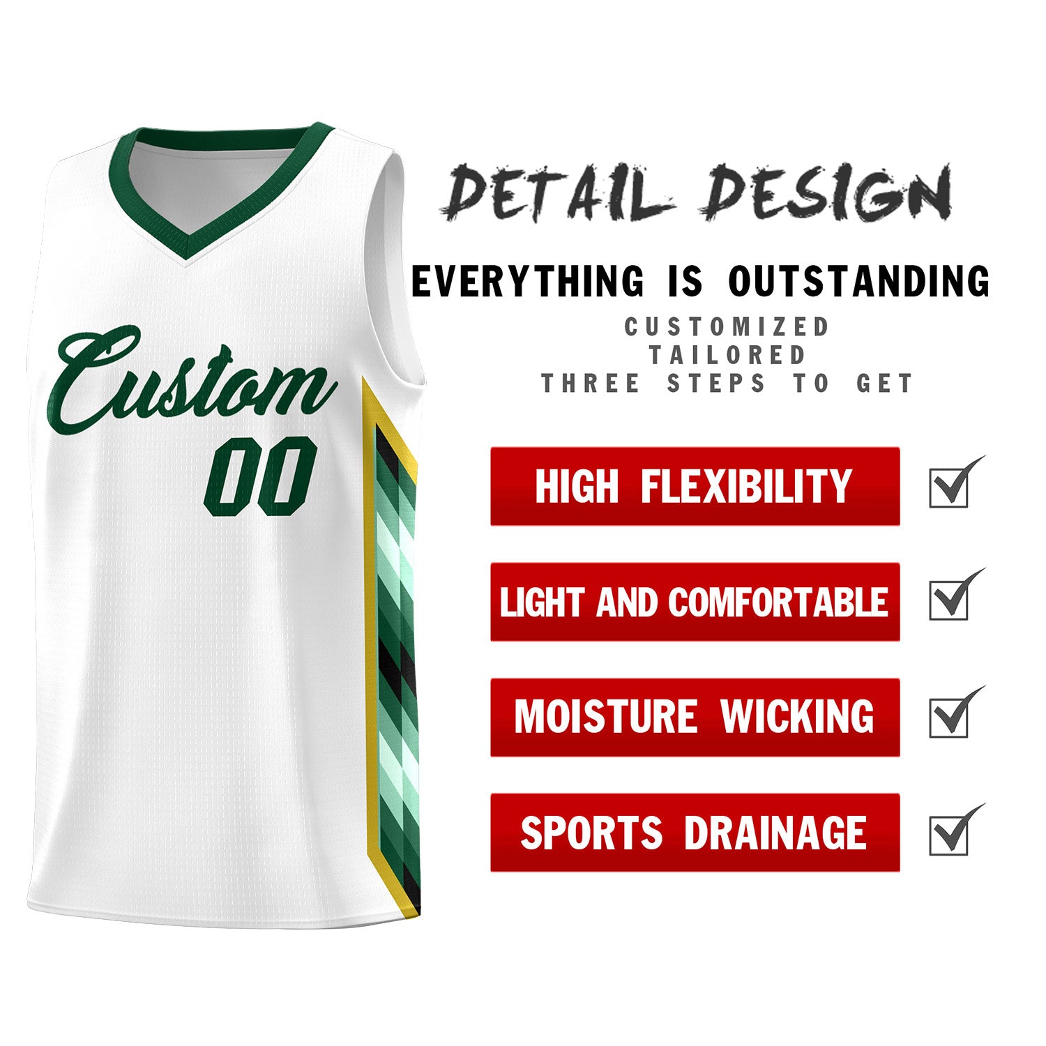 Custom White Mosaic Gradient Fashion Sports Uniform Basketball Jersey