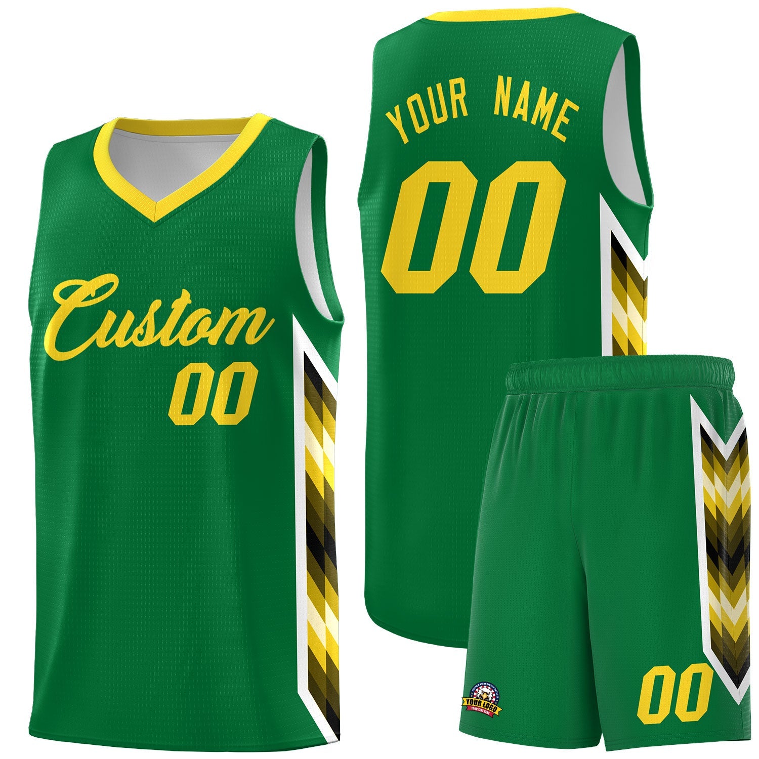 Custom Kelly Green Mosaic Gradient Fashion Sports Uniform Basketball Jersey