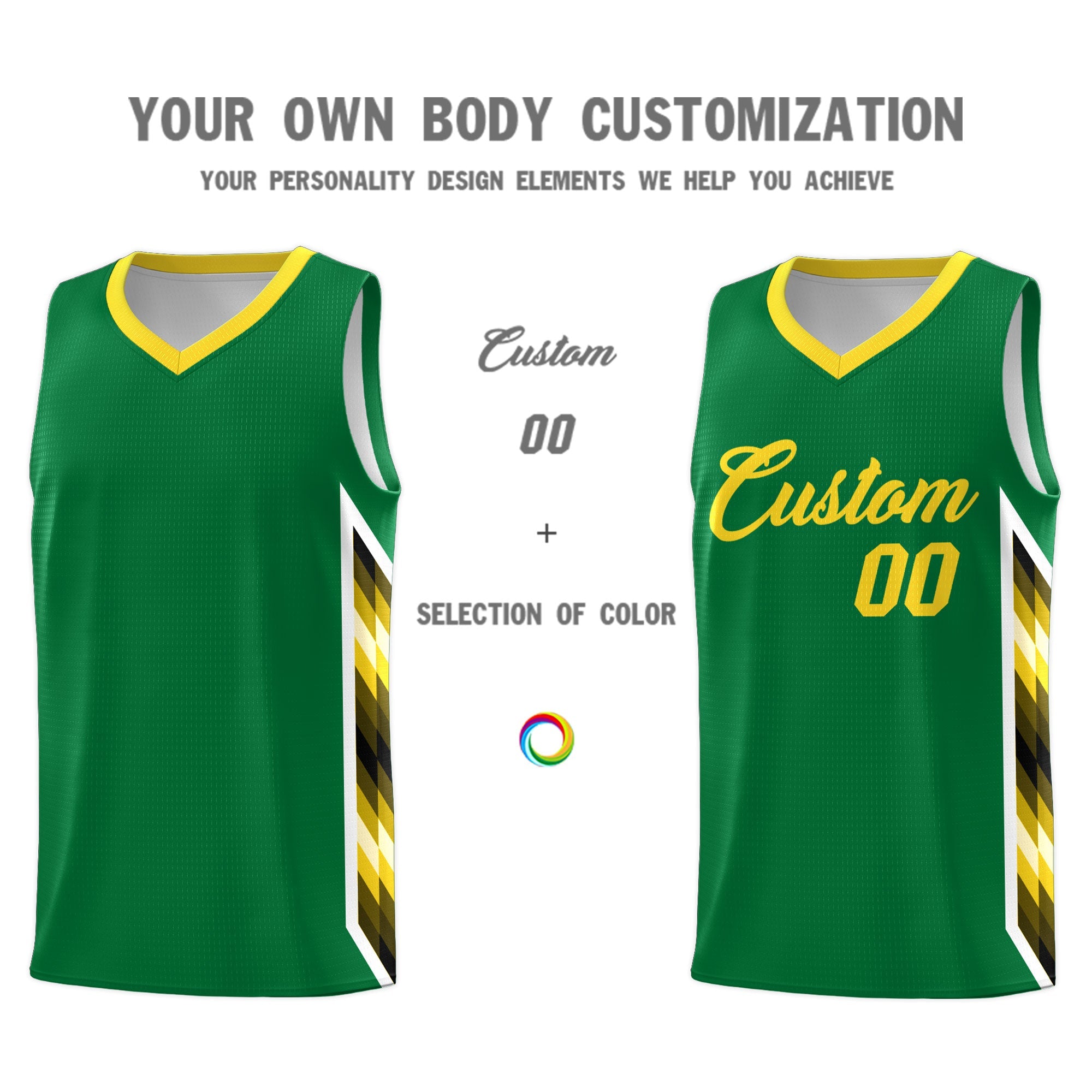 Custom Kelly Green Mosaic Gradient Fashion Sports Uniform Basketball Jersey