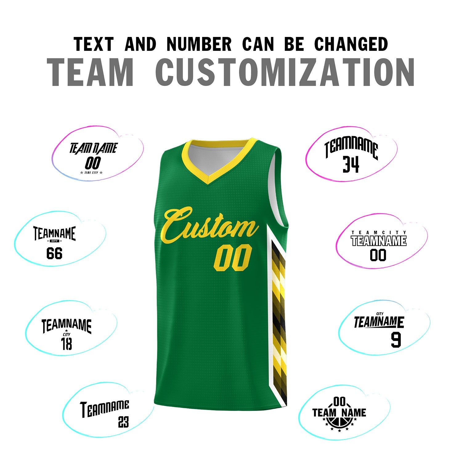 Custom Kelly Green Mosaic Gradient Fashion Sports Uniform Basketball Jersey