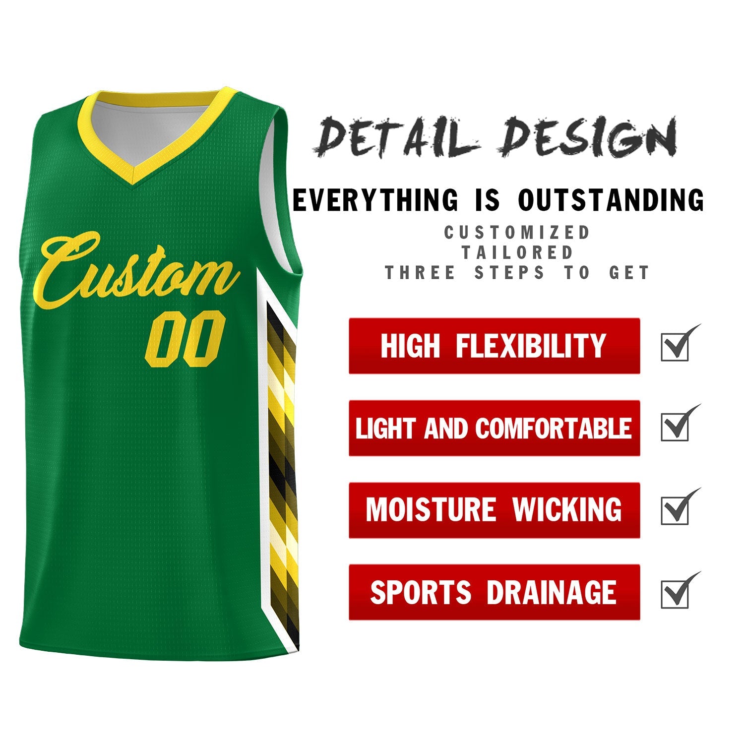 Custom Kelly Green Mosaic Gradient Fashion Sports Uniform Basketball Jersey