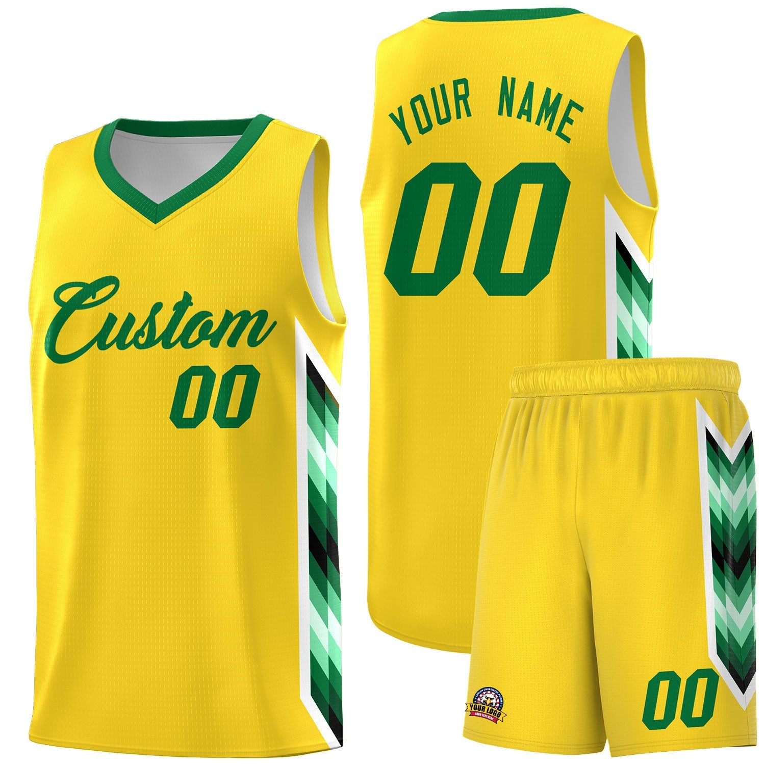 Custom Gold Mosaic Gradient Fashion Sports Uniform Basketball Jersey