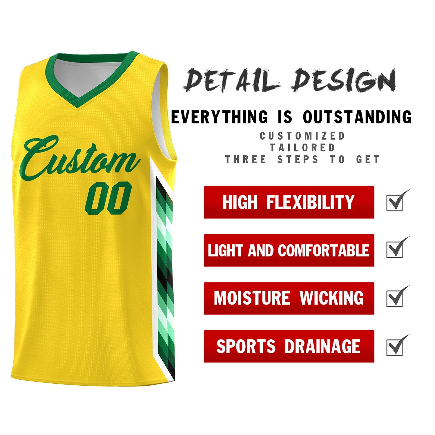 Custom Gold Mosaic Gradient Fashion Sports Uniform Basketball Jersey