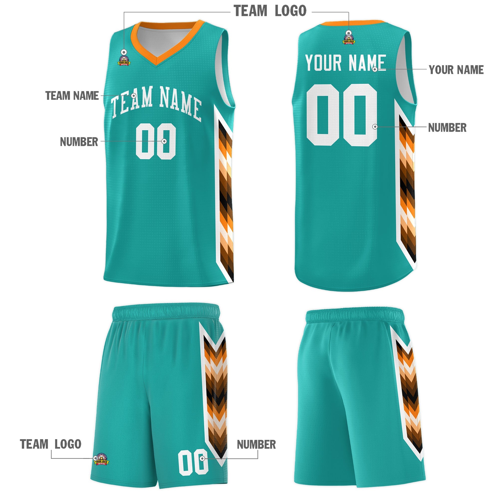 Custom Aqua Mosaic Gradient Fashion Sports Uniform Basketball Jersey