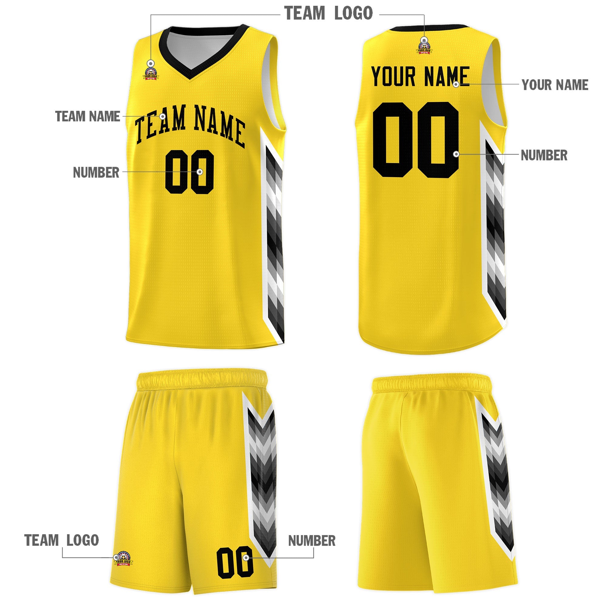 Custom Gold Mosaic Gradient Fashion Sports Uniform Basketball Jersey