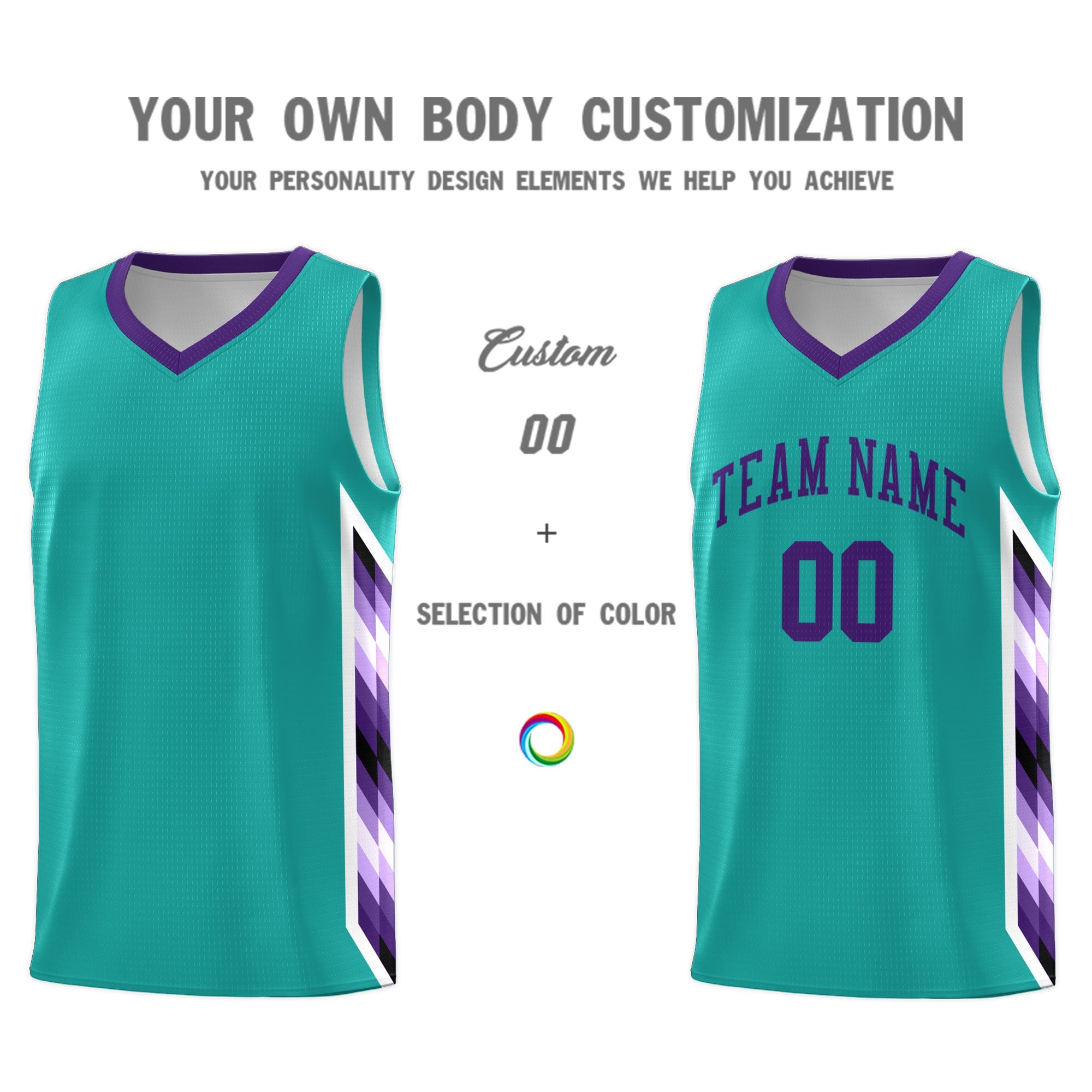 Custom Aqua Mosaic Gradient Fashion Sports Uniform Basketball Jersey