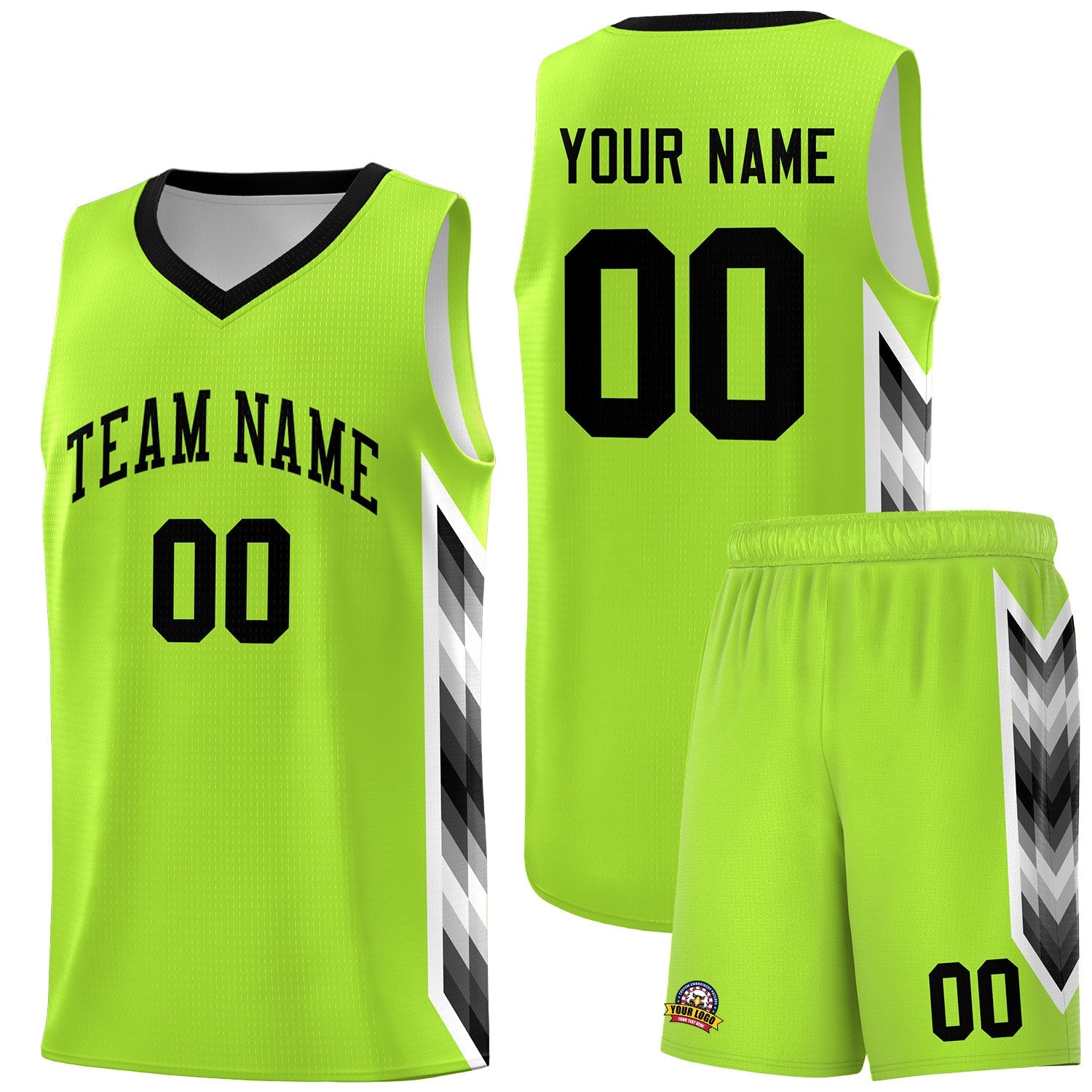 Custom Neon Green Mosaic Gradient Fashion Sports Uniform Basketball Jersey