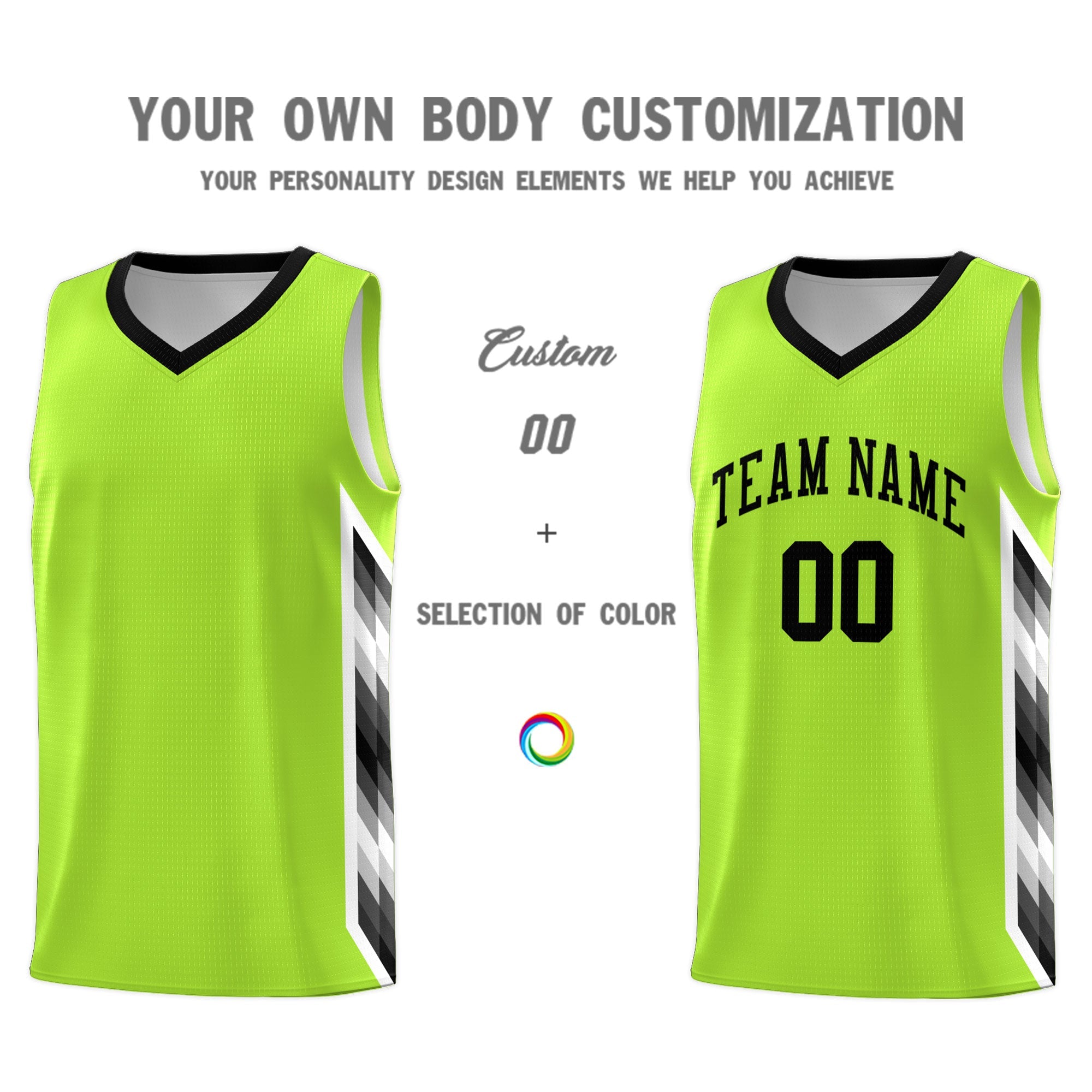 Custom Neon Green Mosaic Gradient Fashion Sports Uniform Basketball Jersey