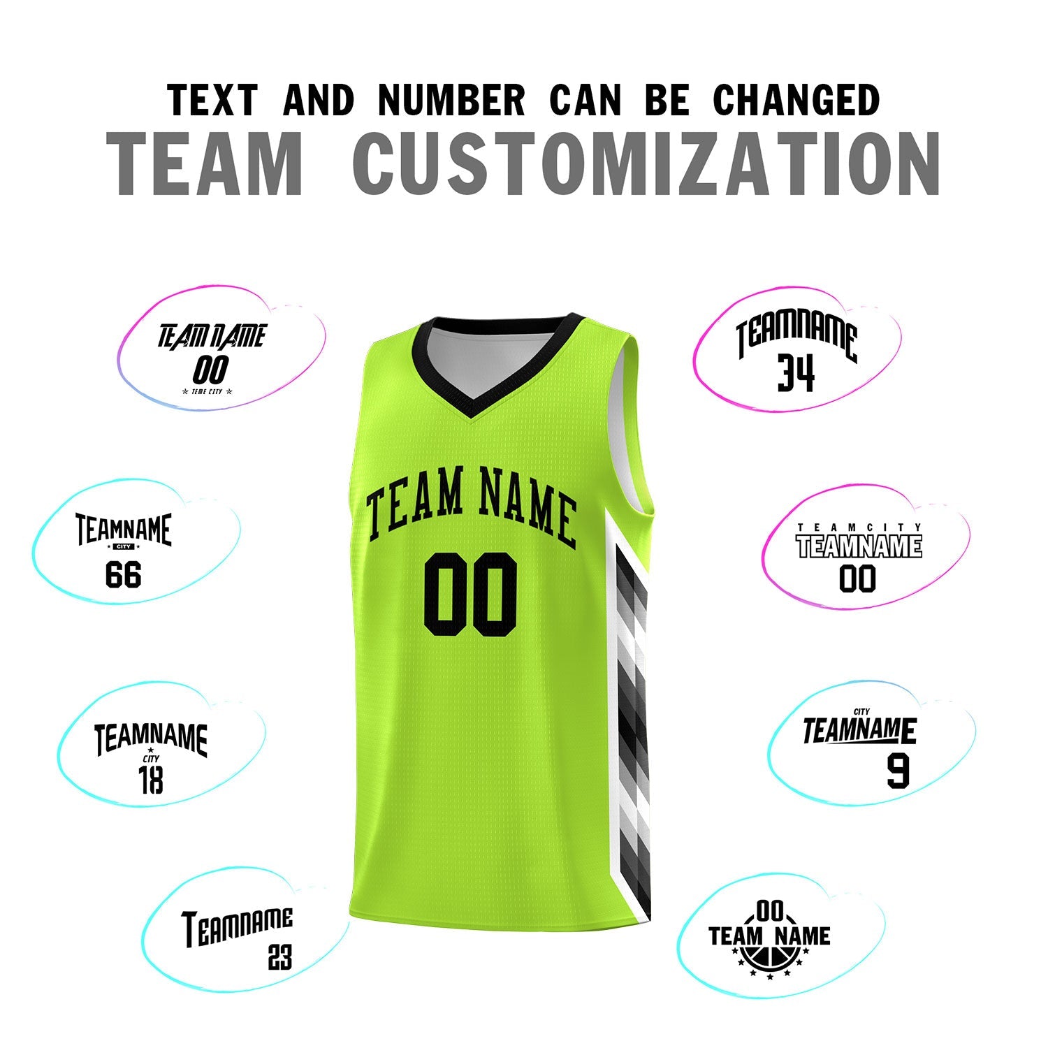 Custom Neon Green Mosaic Gradient Fashion Sports Uniform Basketball Jersey