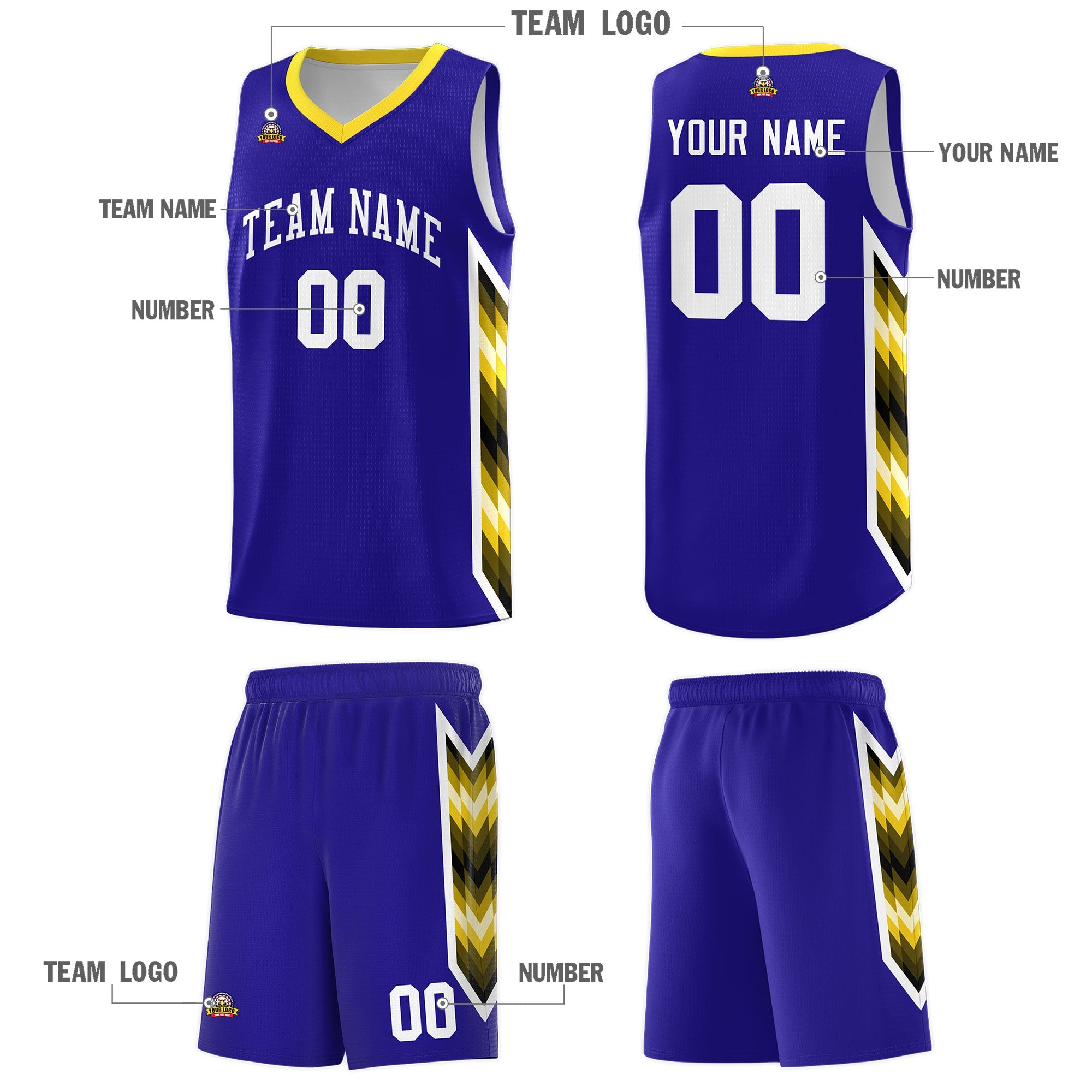 Custom Royal Mosaic Gradient Fashion Sports Uniform Basketball Jersey