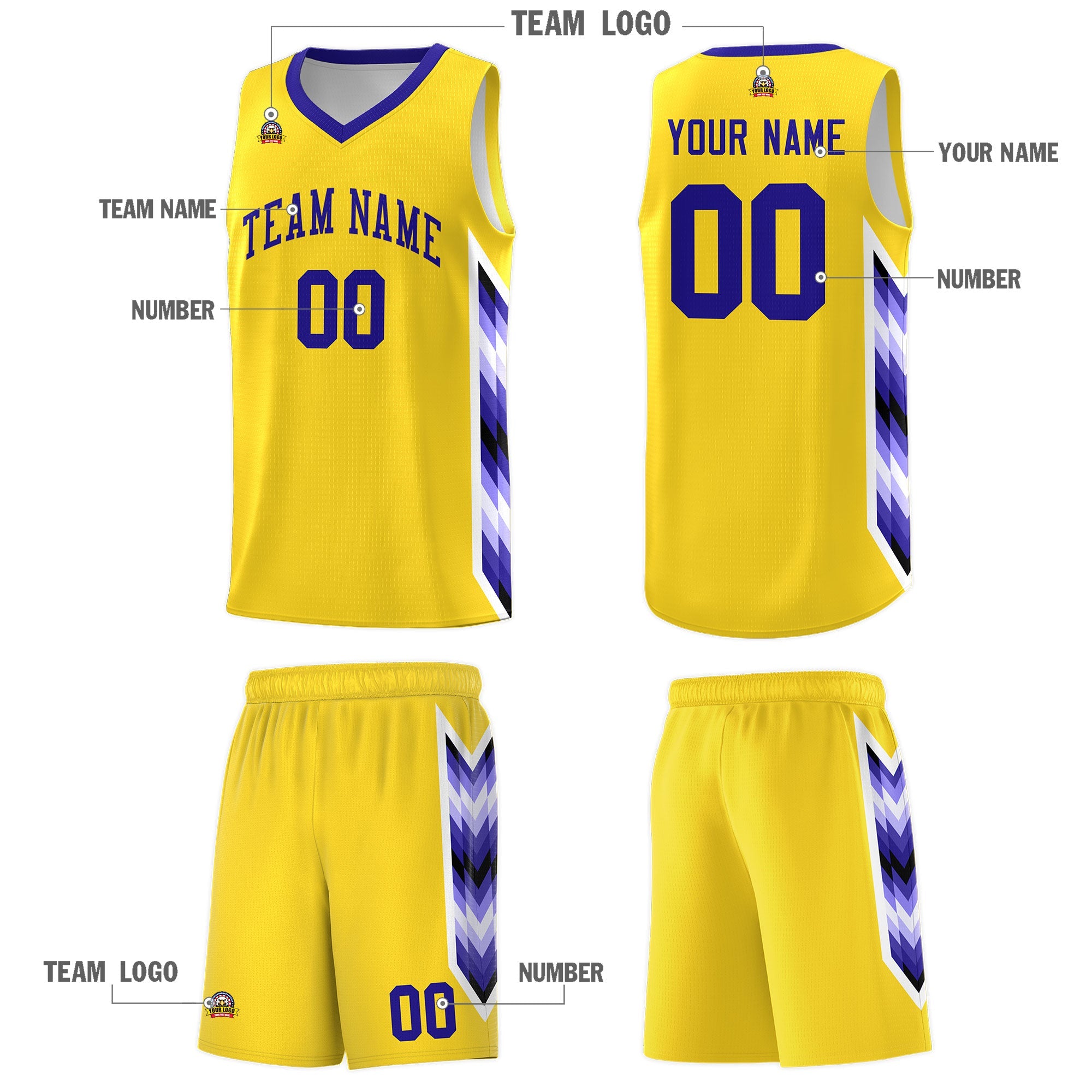 Custom Gold Mosaic Gradient Fashion Sports Uniform Basketball Jersey