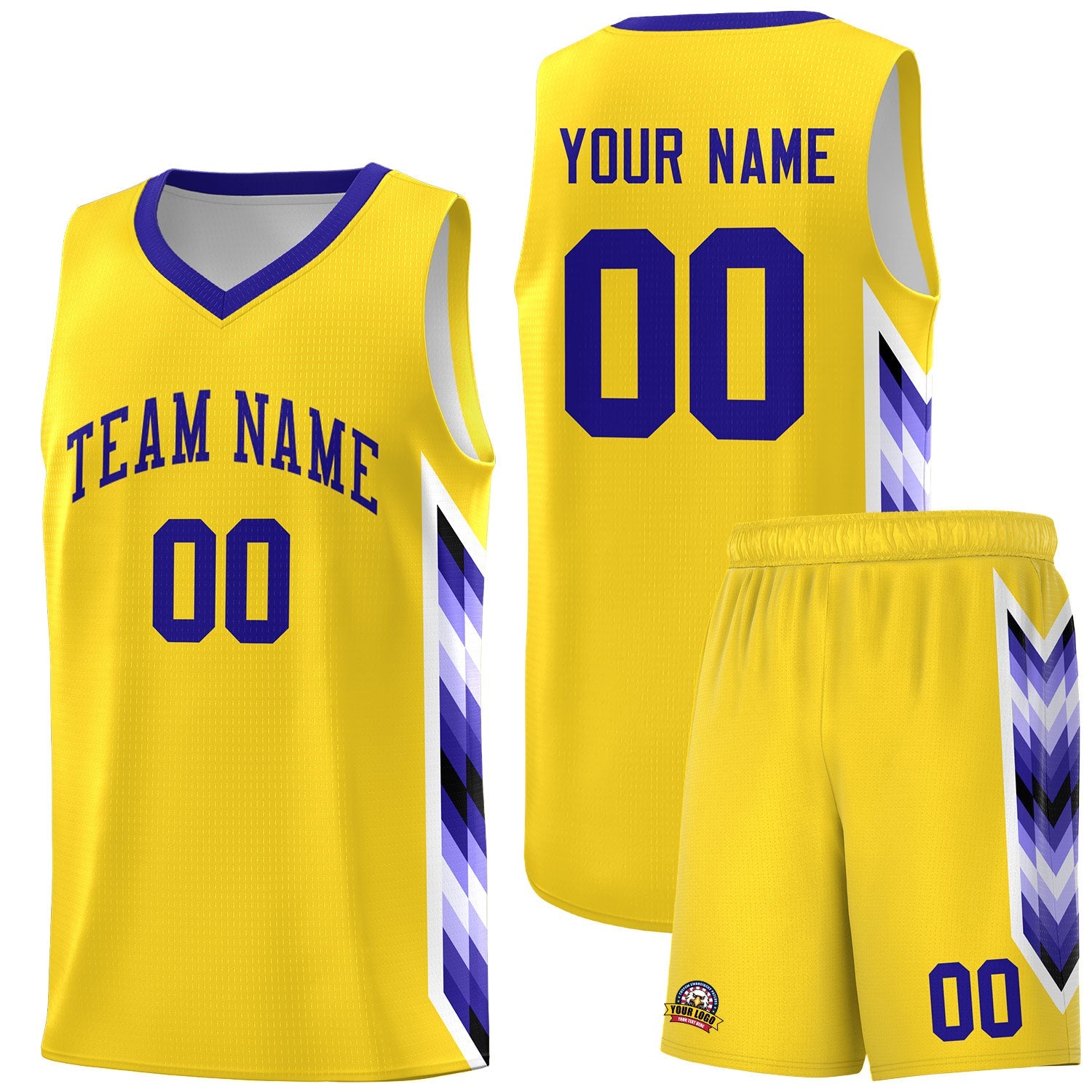 Custom Gold Mosaic Gradient Fashion Sports Uniform Basketball Jersey