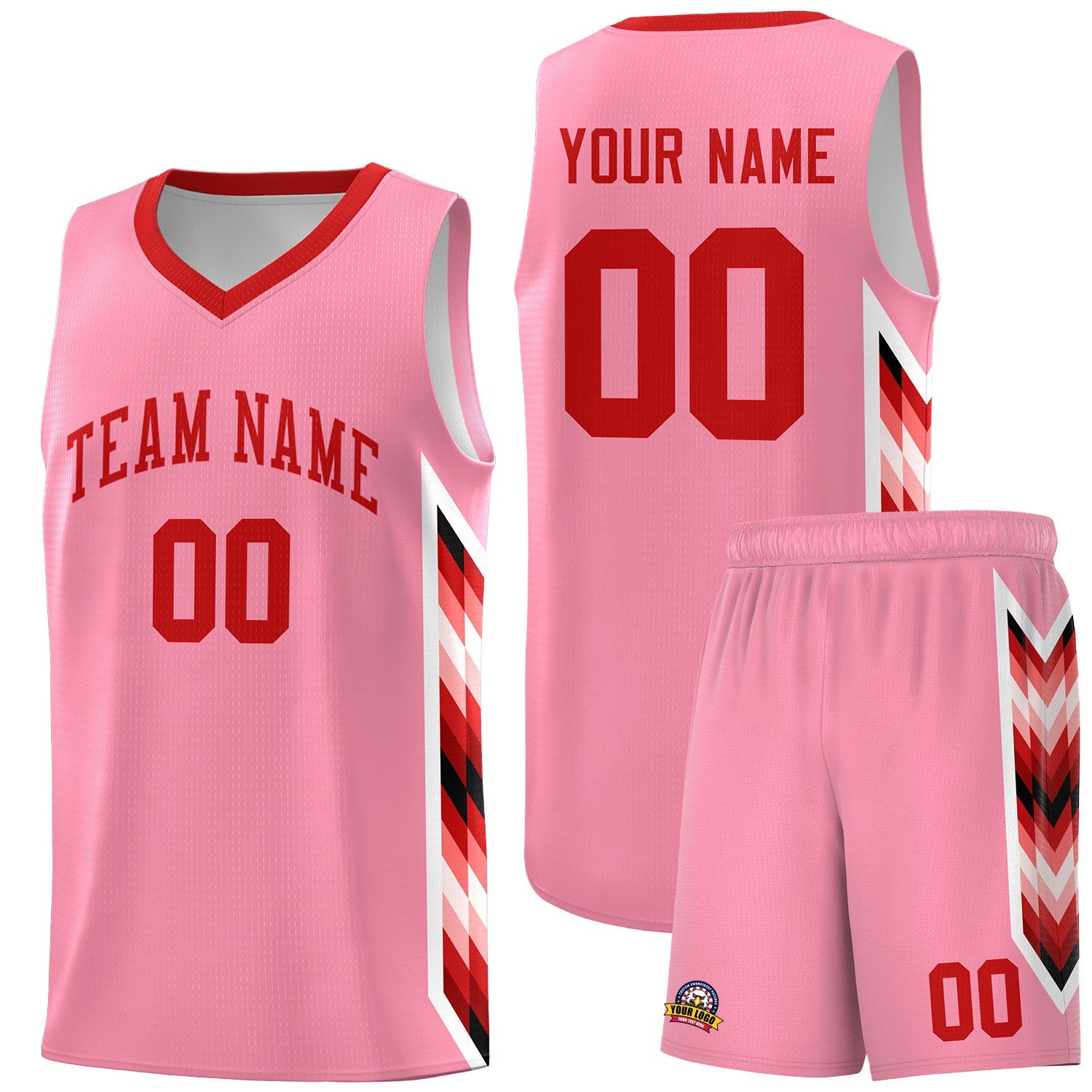 Custom Light Pink Mosaic Gradient Fashion Sports Uniform Basketball Jersey