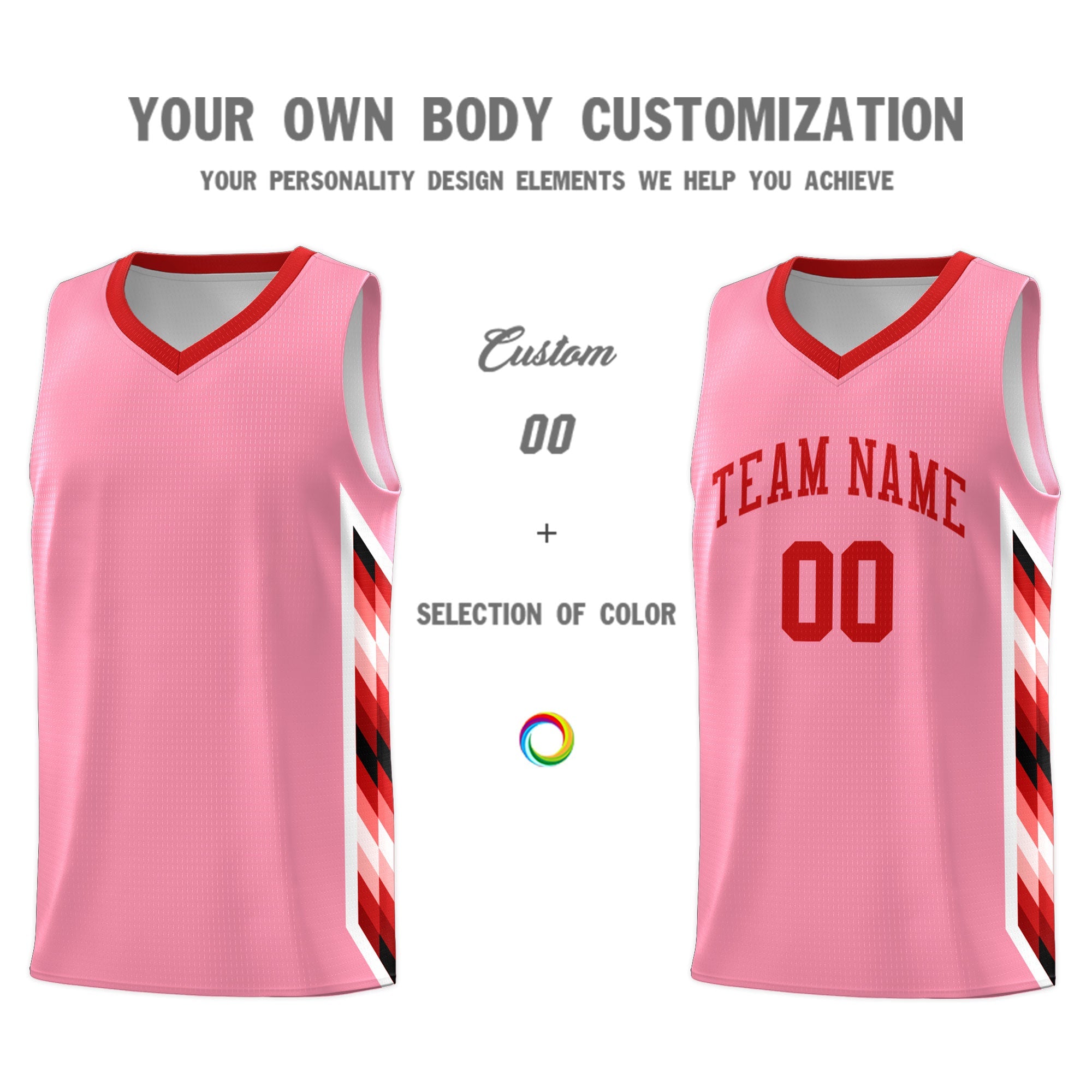 Custom Light Pink Mosaic Gradient Fashion Sports Uniform Basketball Jersey