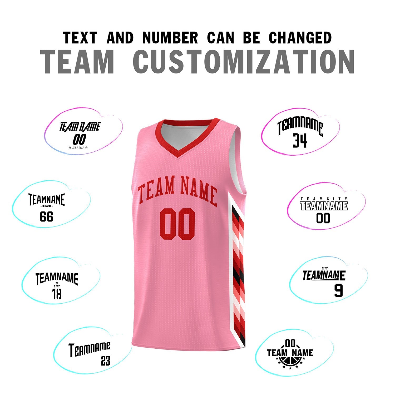 Custom Light Pink Mosaic Gradient Fashion Sports Uniform Basketball Jersey