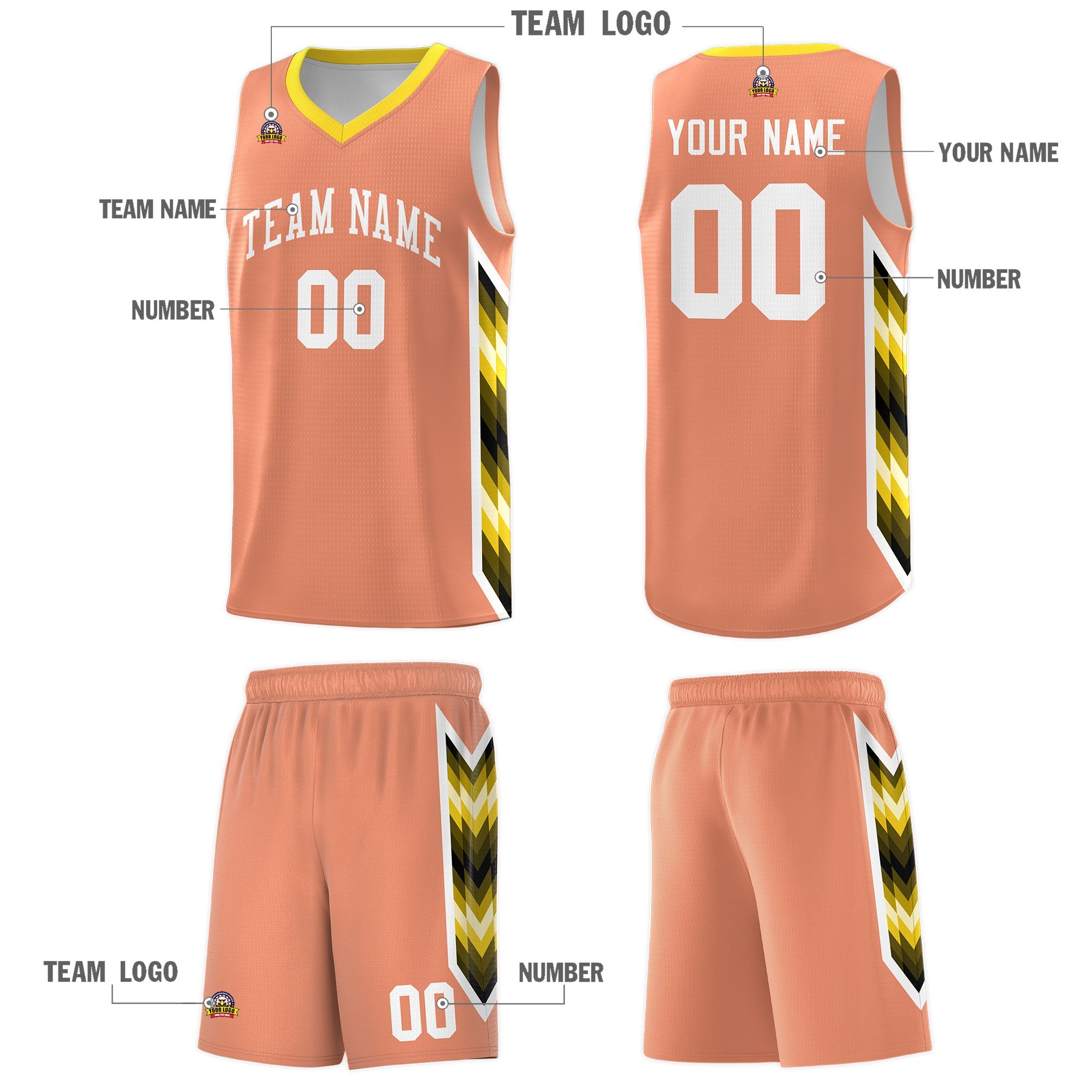 Custom Orange Mosaic Gradient Fashion Sports Uniform Basketball Jersey