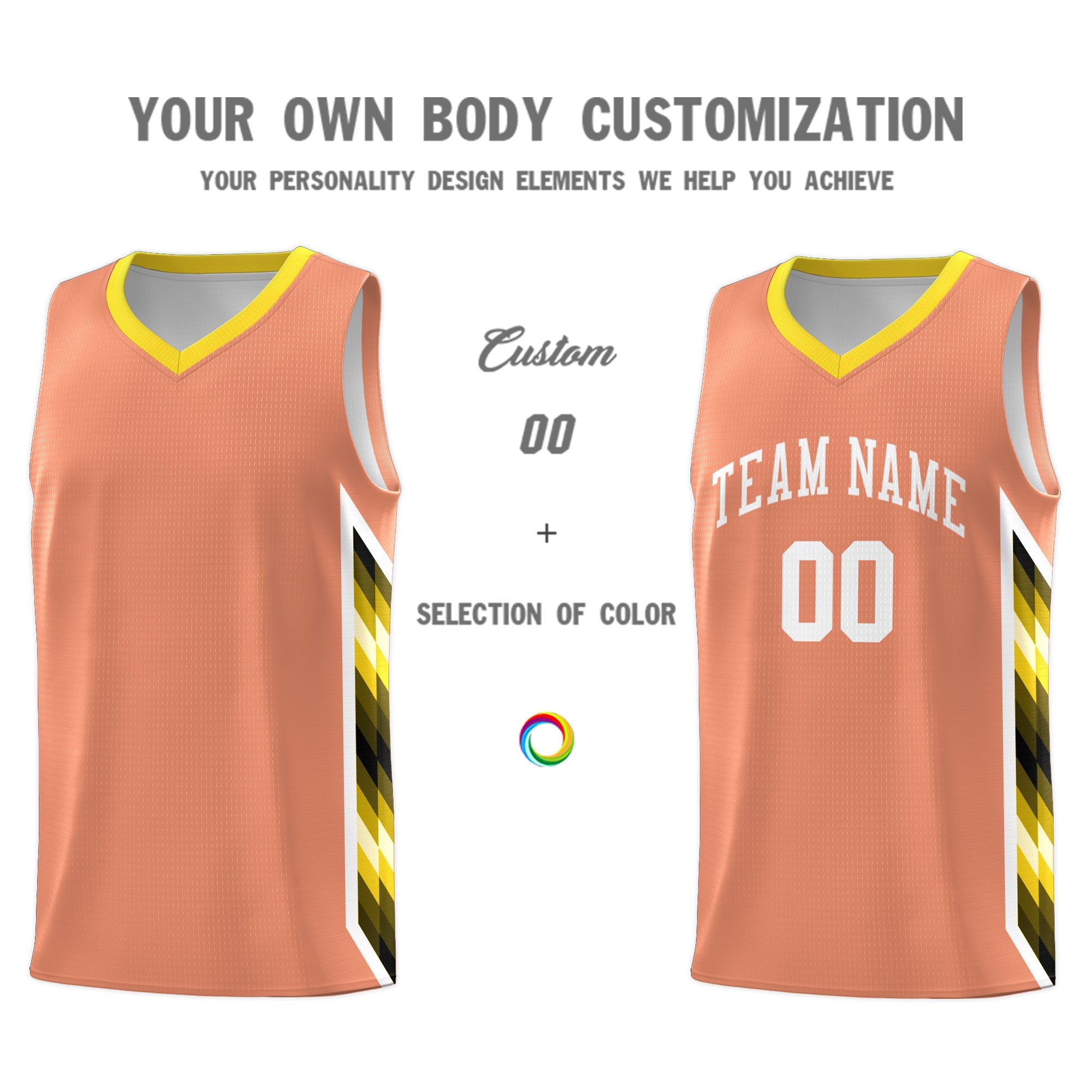 Custom Orange Mosaic Gradient Fashion Sports Uniform Basketball Jersey