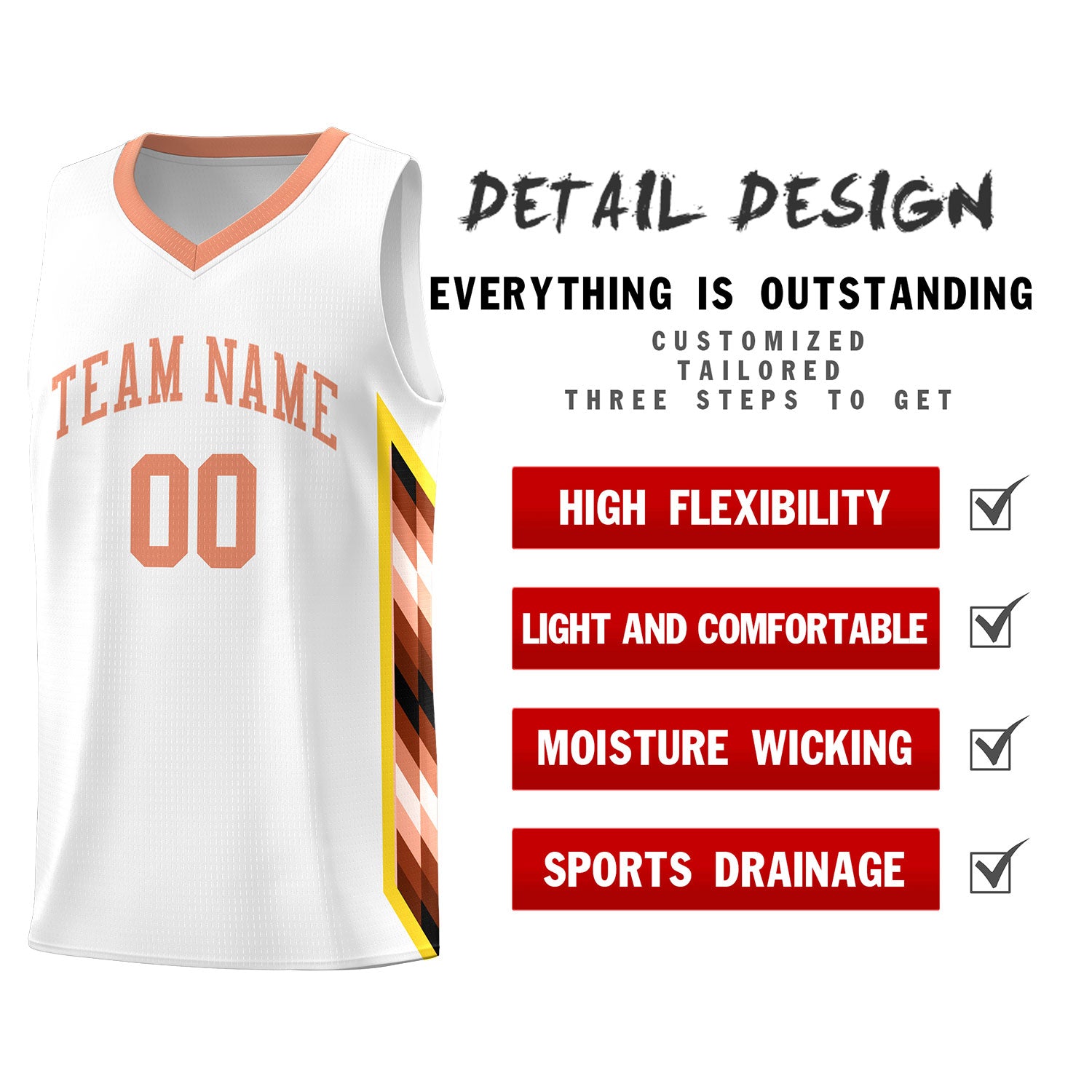 Custom White Mosaic Gradient Fashion Sports Uniform Basketball Jersey