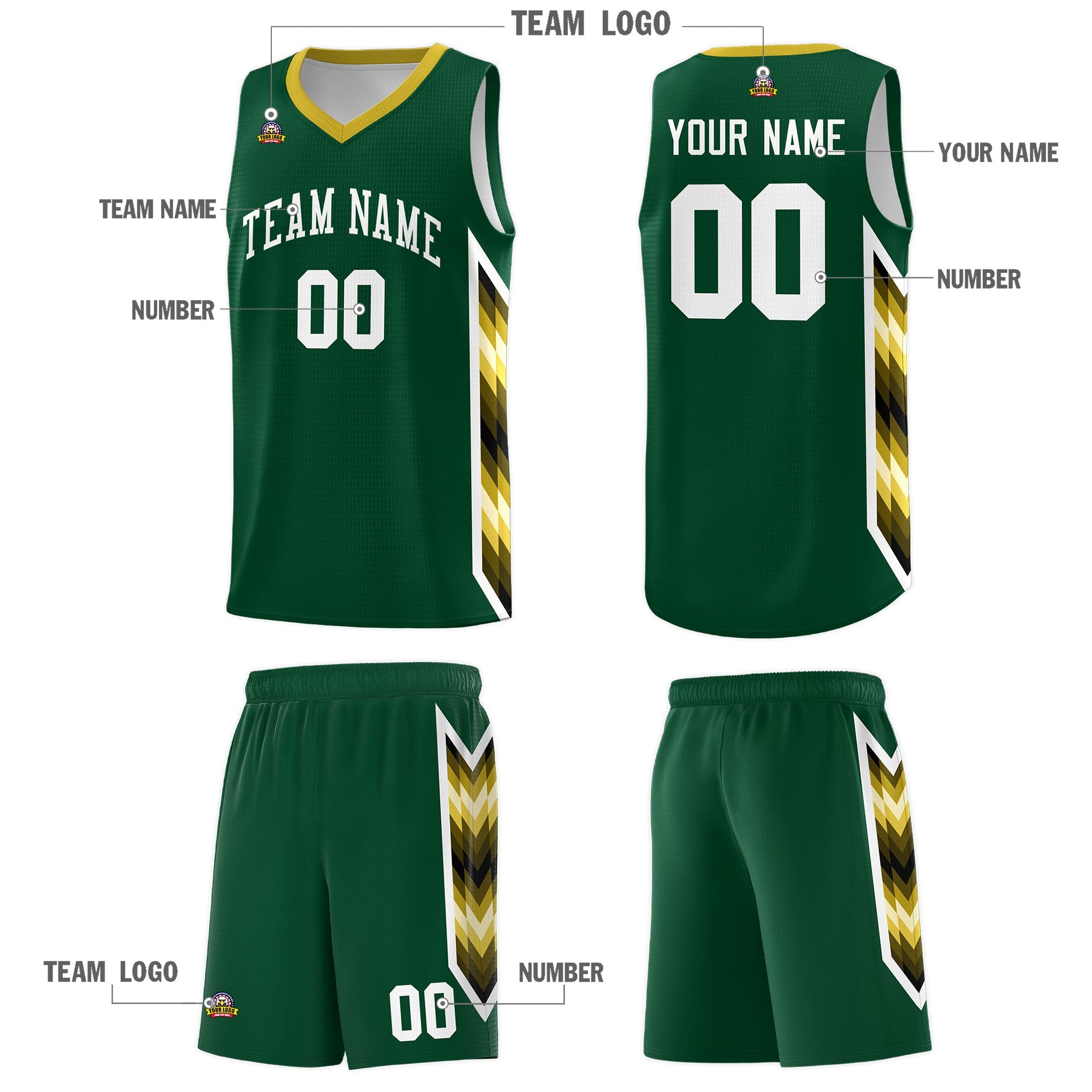 Custom Hunter Green Mosaic Gradient Fashion Sports Uniform Basketball Jersey